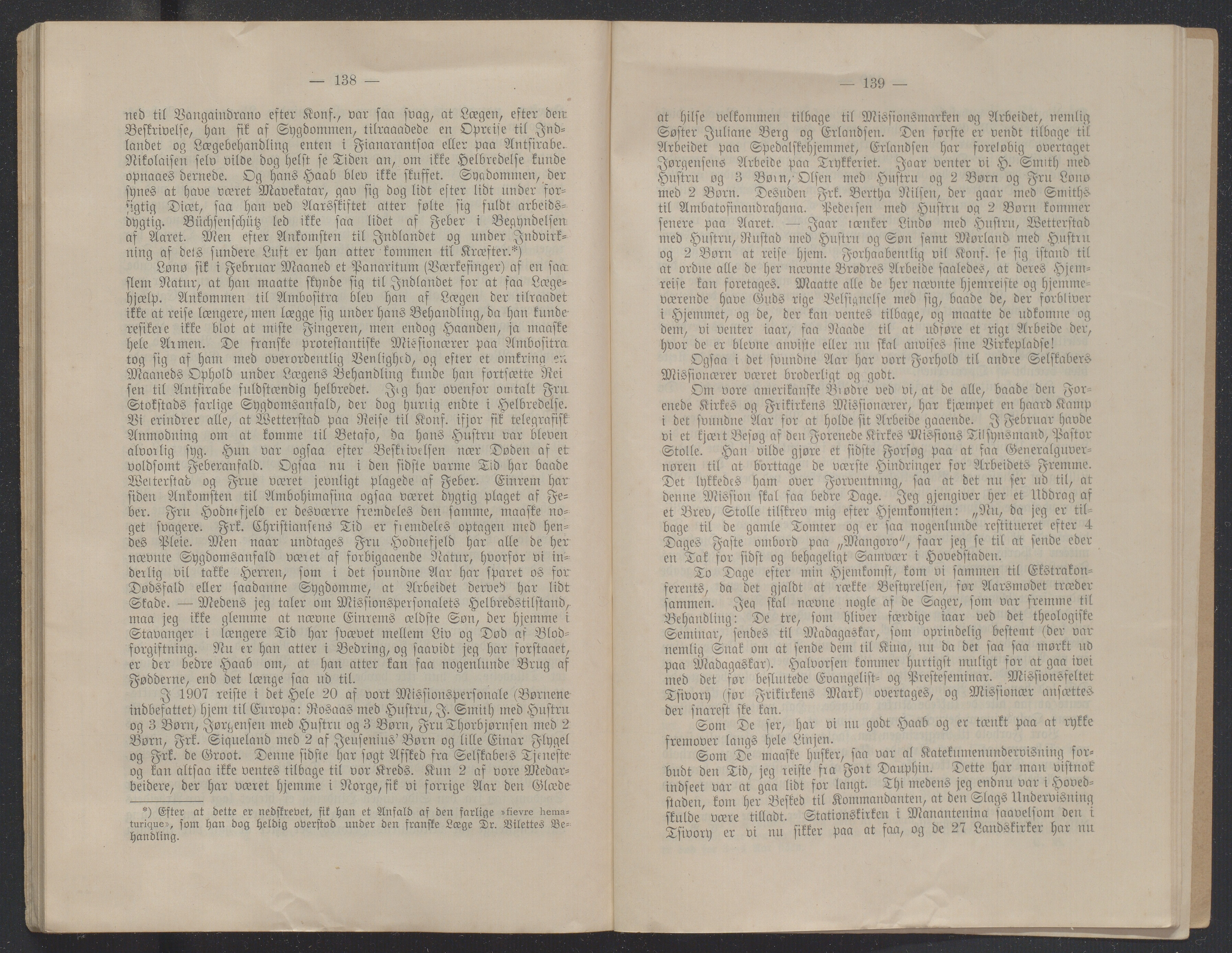 Det Norske Misjonsselskap - hovedadministrasjonen, VID/MA-A-1045/D/Db/Dba/L0340/0008: Beretninger, Bøker, Skrifter o.l   / Årsberetninger. Heftet. 66. , 1907, s. 138-139