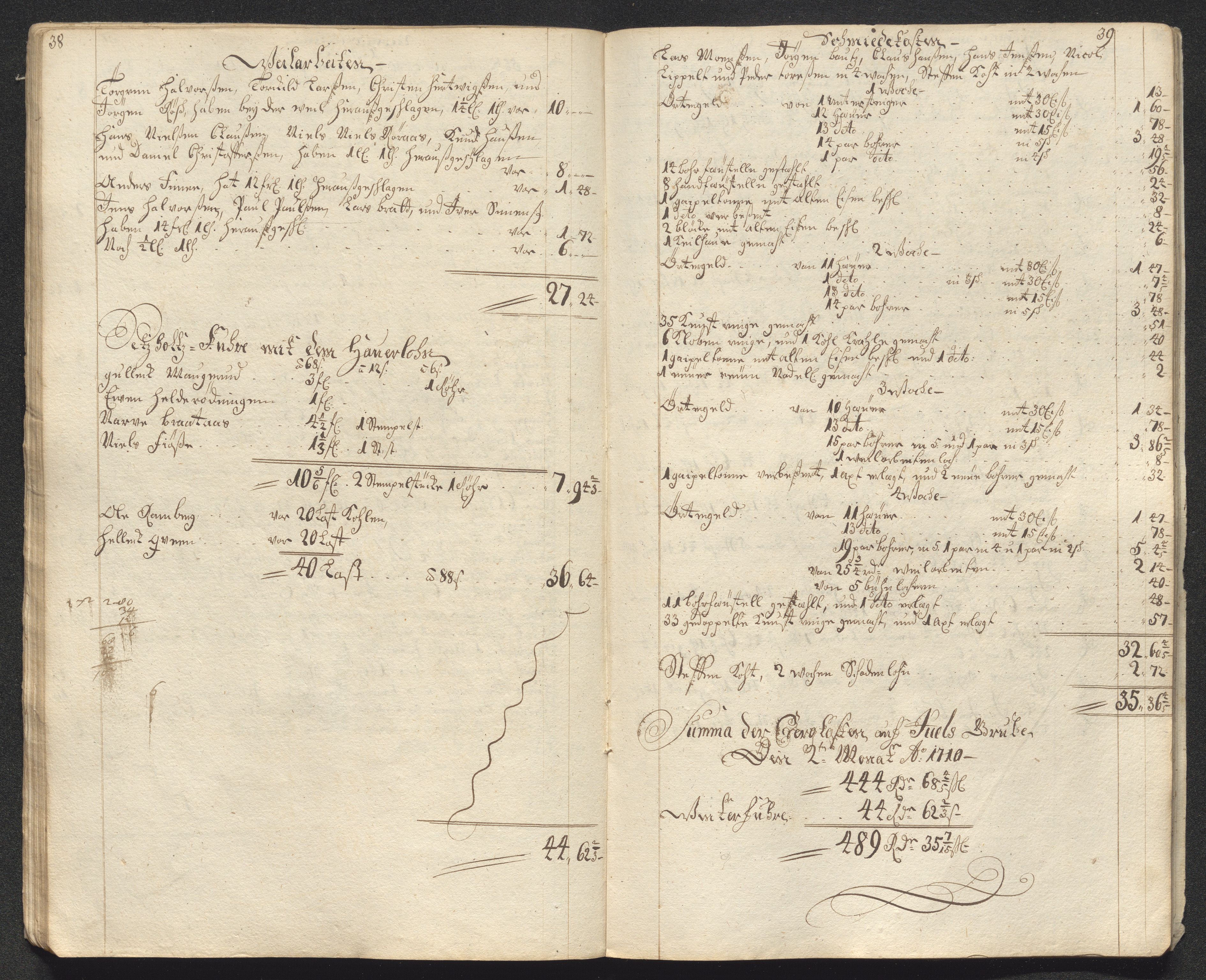 Kongsberg Sølvverk 1623-1816, AV/SAKO-EA-3135/001/D/Dc/Dcd/L0099: Utgiftsregnskap for gruver m.m., 1710, s. 71