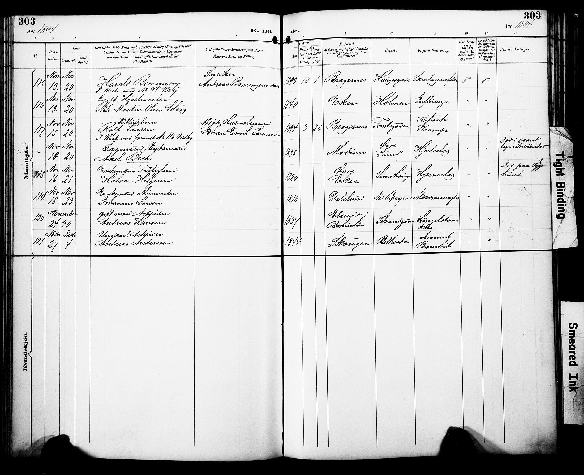 Bragernes kirkebøker, AV/SAKO-A-6/F/Fb/L0008: Ministerialbok nr. II 8, 1894-1902, s. 303
