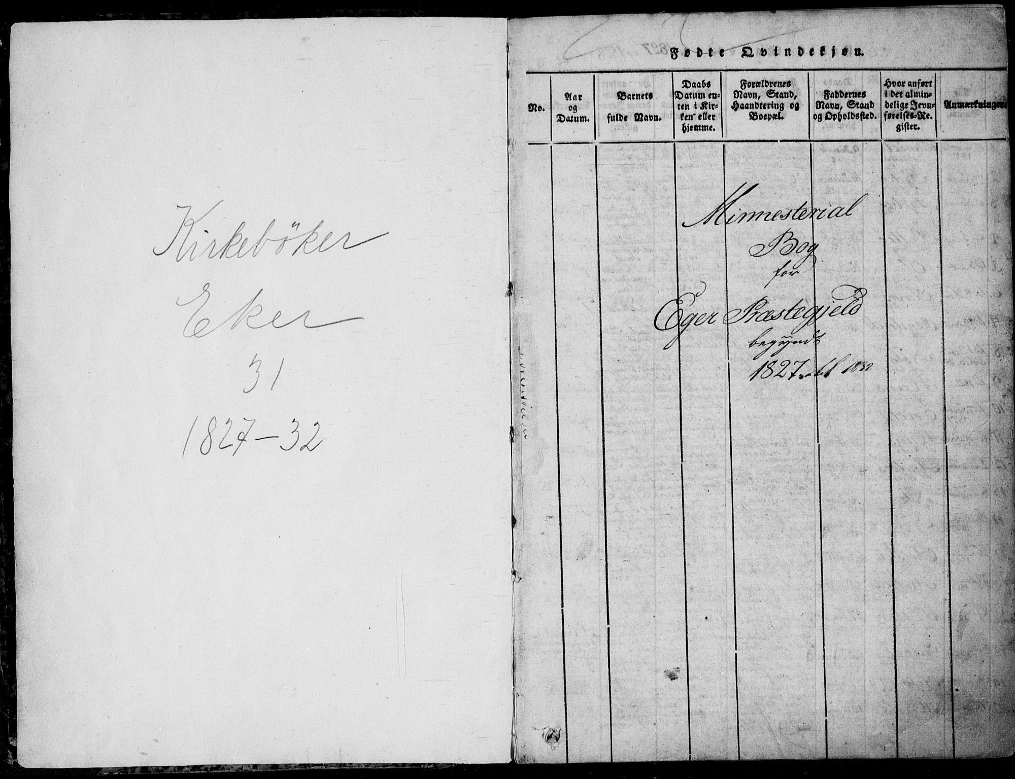 Eiker kirkebøker, SAKO/A-4/F/Fa/L0012: Ministerialbok nr. I 12, 1827-1832