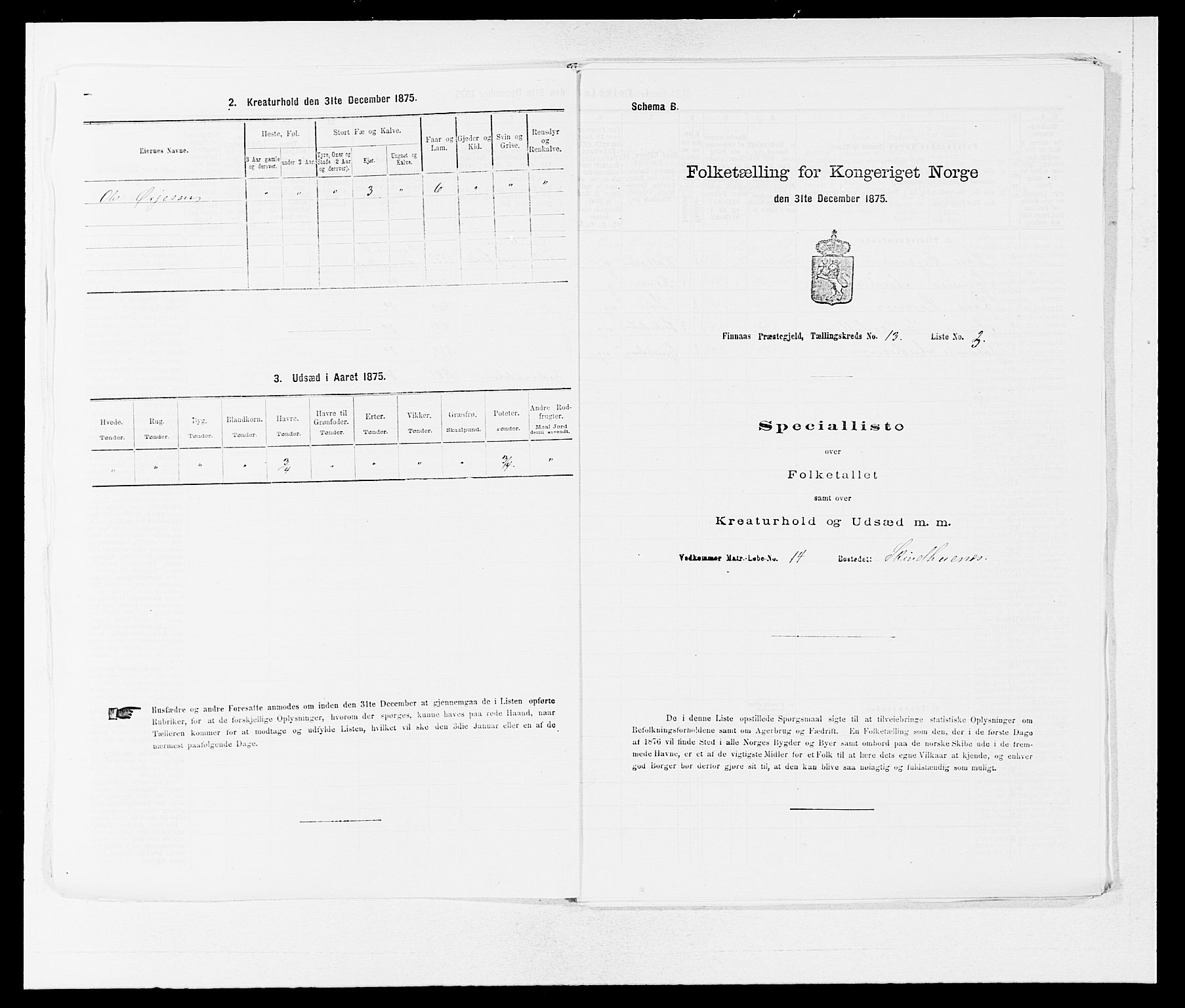 SAB, Folketelling 1875 for 1218P Finnås prestegjeld, 1875, s. 1430