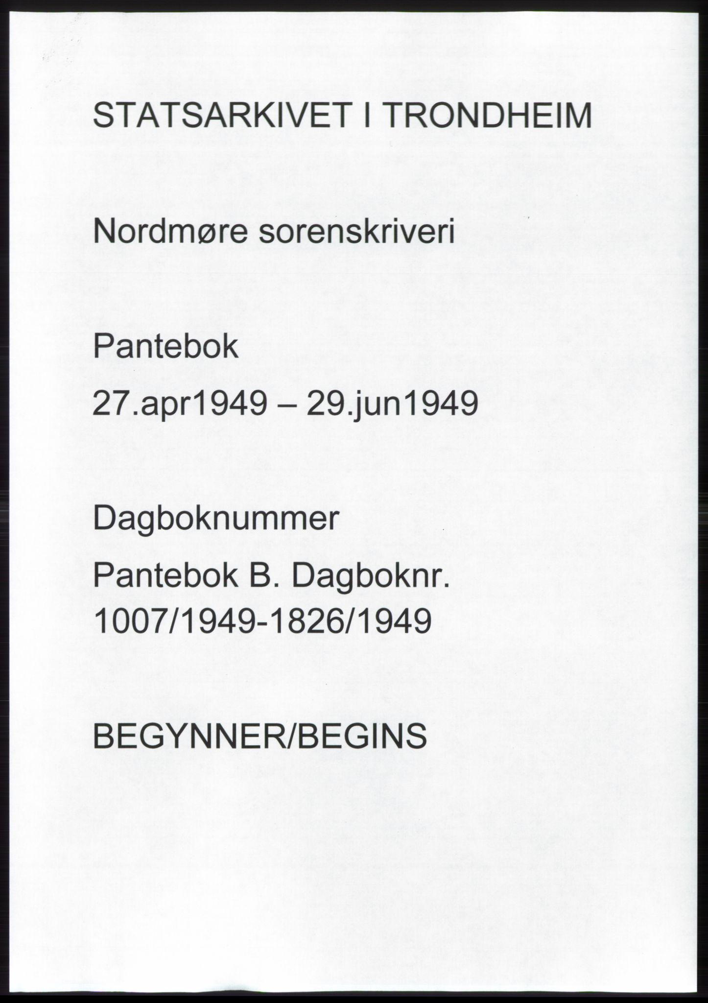 Nordmøre sorenskriveri, SAT/A-4132/1/2/2Ca: Pantebok nr. B101, 1949-1949