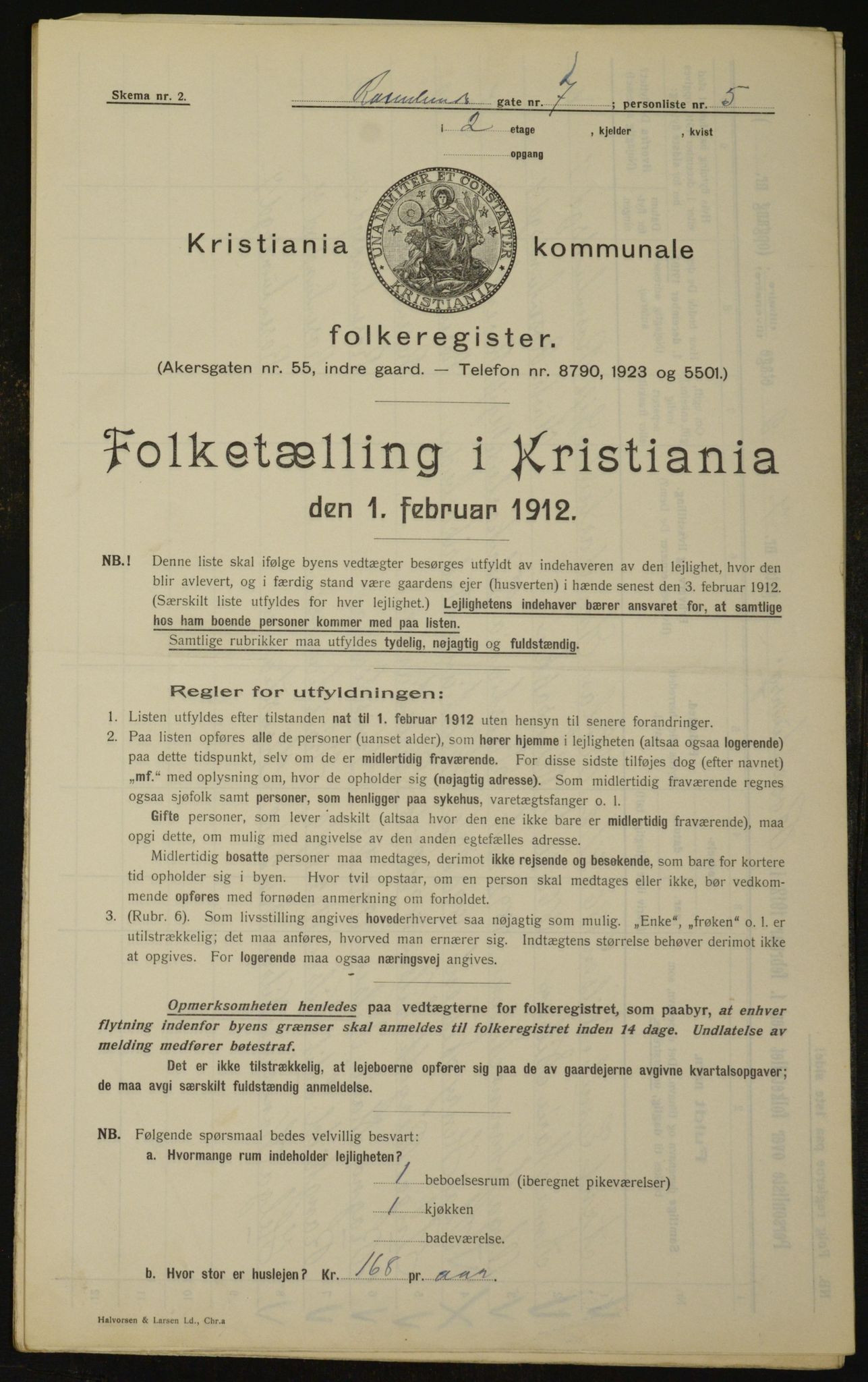 OBA, Kommunal folketelling 1.2.1912 for Kristiania, 1912, s. 84209