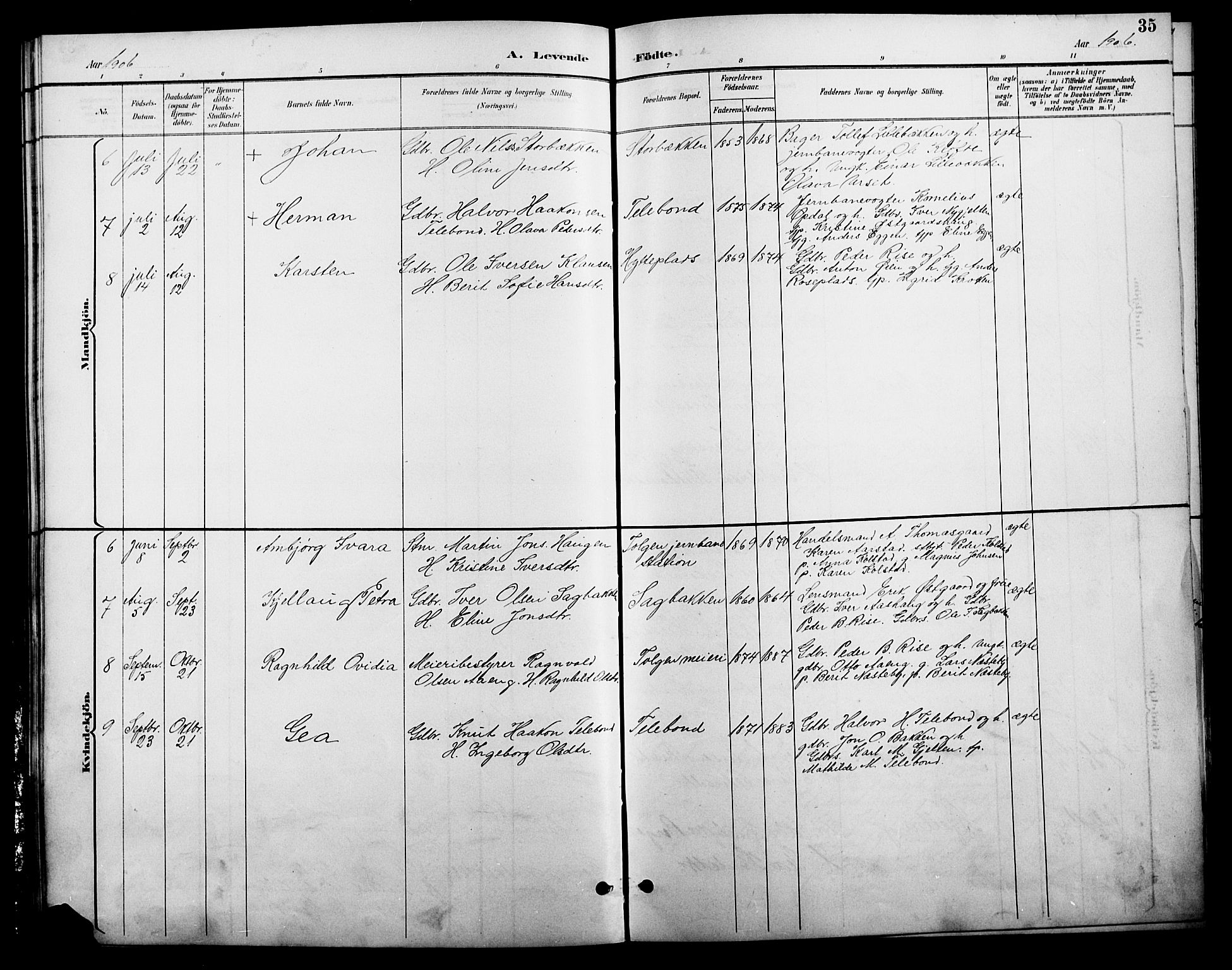 Tolga prestekontor, AV/SAH-PREST-062/L/L0009: Klokkerbok nr. 9, 1892-1919, s. 35