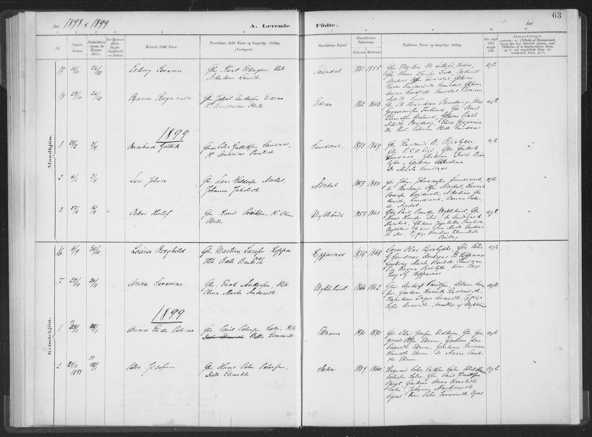 Ministerialprotokoller, klokkerbøker og fødselsregistre - Møre og Romsdal, SAT/A-1454/502/L0025: Ministerialbok nr. 502A03, 1885-1909, s. 63