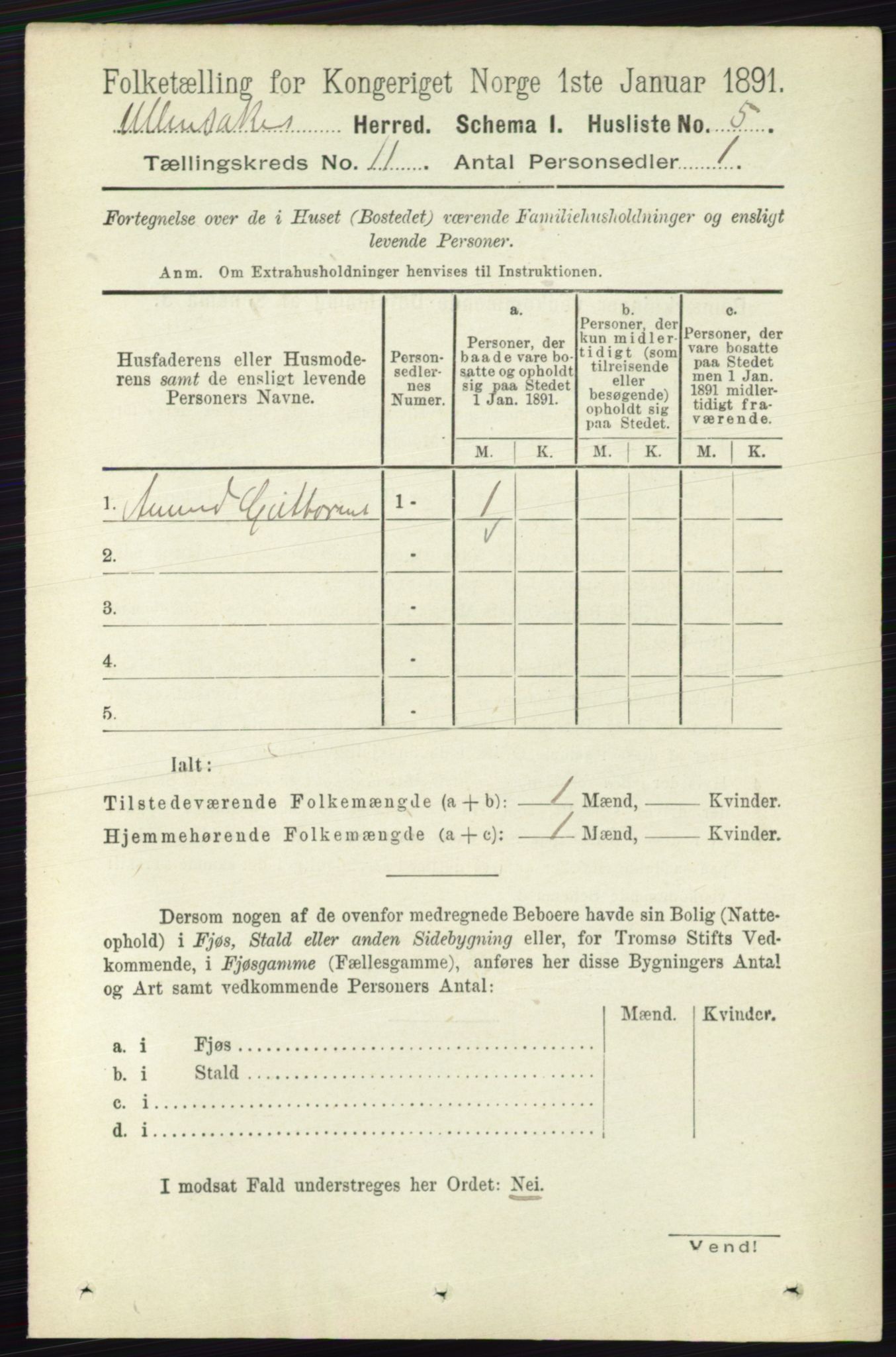 RA, Folketelling 1891 for 0235 Ullensaker herred, 1891, s. 4814