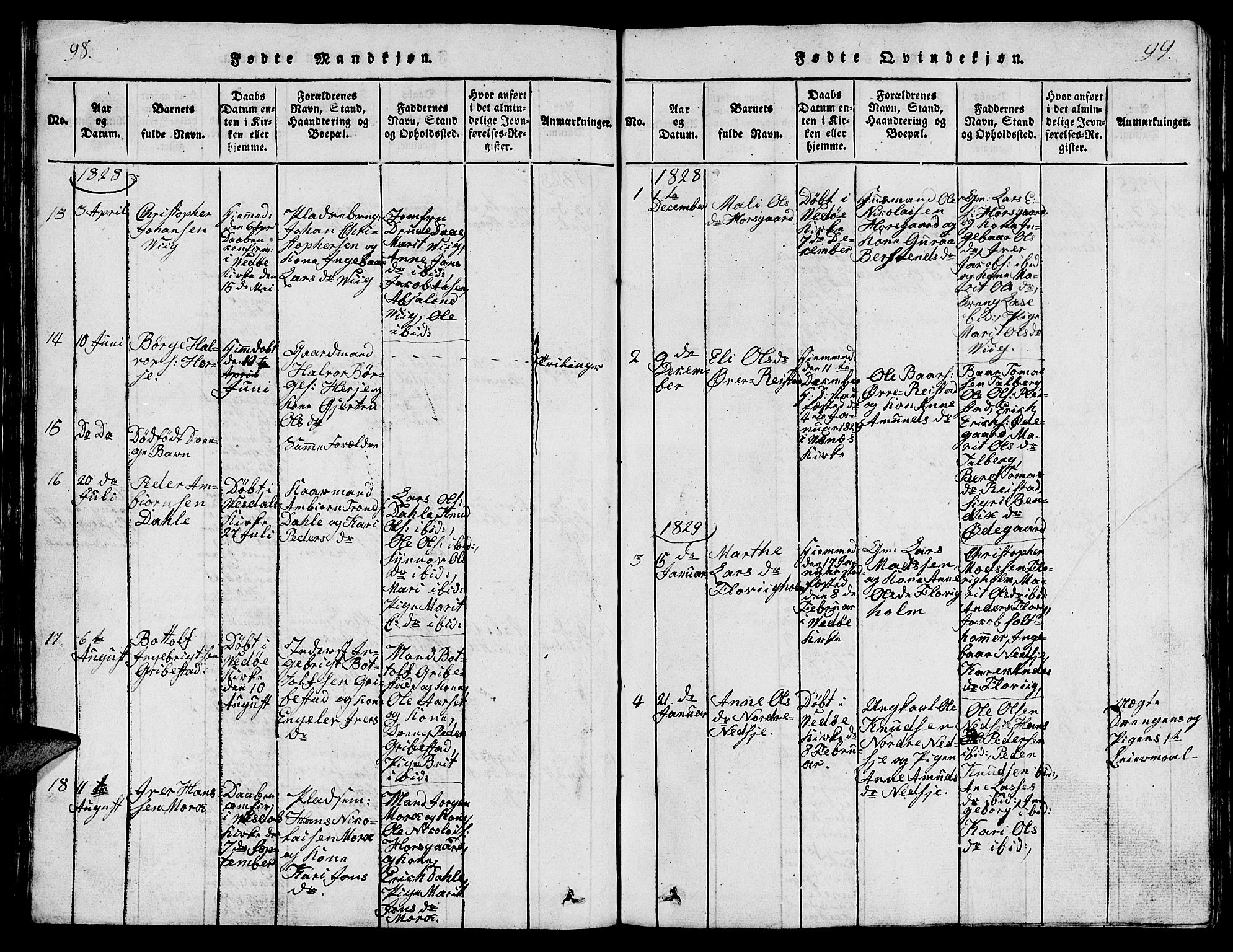 Ministerialprotokoller, klokkerbøker og fødselsregistre - Møre og Romsdal, AV/SAT-A-1454/547/L0610: Klokkerbok nr. 547C01, 1818-1839, s. 98-99