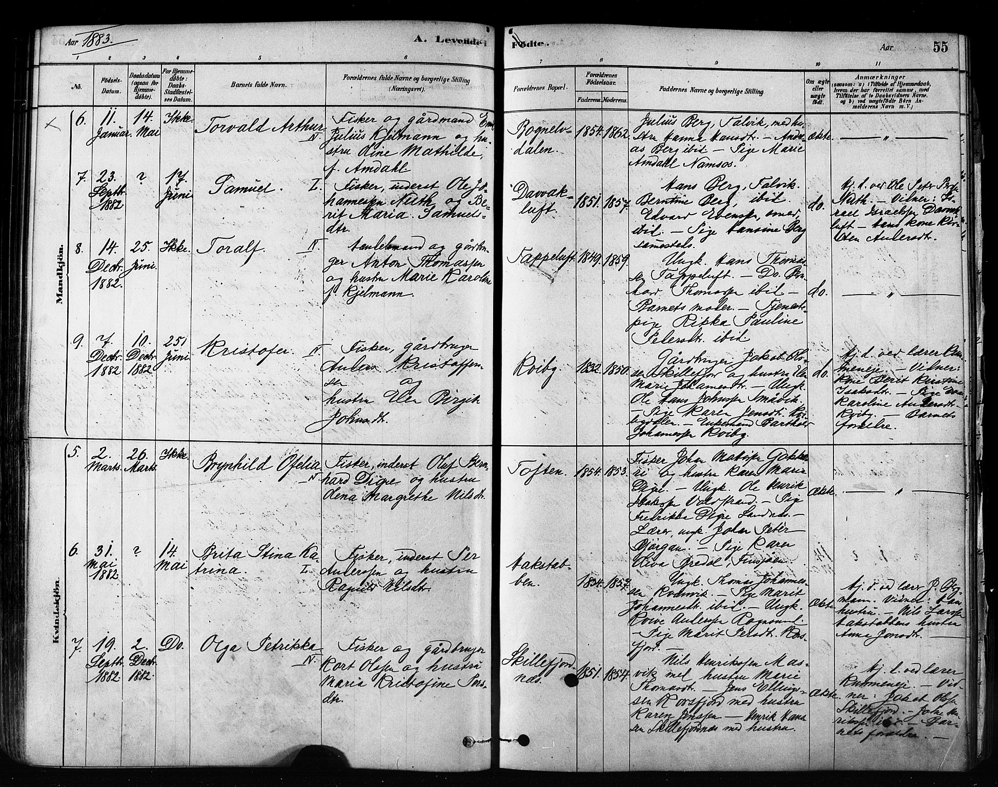 Talvik sokneprestkontor, AV/SATØ-S-1337/H/Ha/L0012kirke: Ministerialbok nr. 12, 1878-1886, s. 55