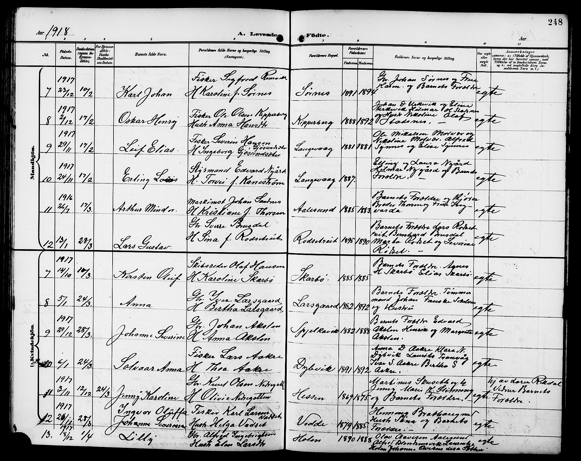 Ministerialprotokoller, klokkerbøker og fødselsregistre - Møre og Romsdal, AV/SAT-A-1454/528/L0432: Klokkerbok nr. 528C13, 1898-1918, s. 248