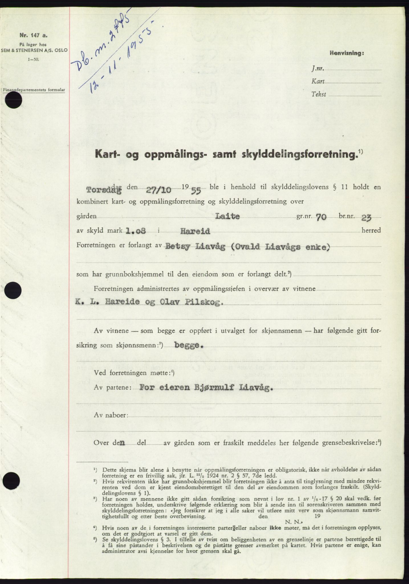 Søre Sunnmøre sorenskriveri, SAT/A-4122/1/2/2C/L0102: Pantebok nr. 28A, 1955-1956, Dagboknr: 2775/1955