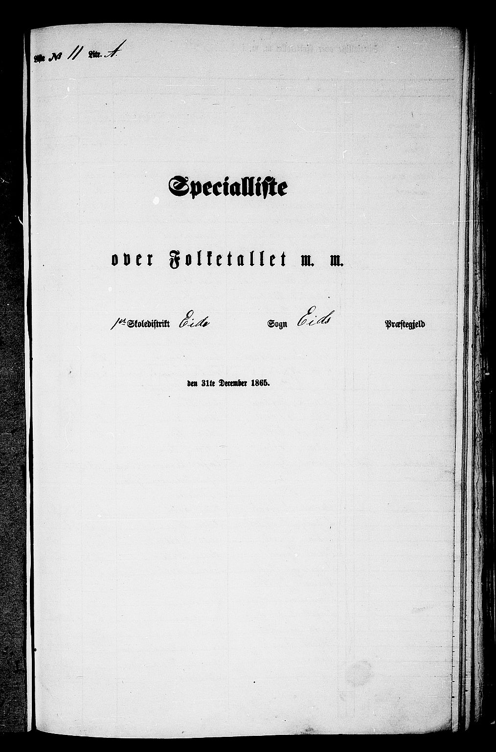 RA, Folketelling 1865 for 1443P Eid prestegjeld, 1865, s. 165