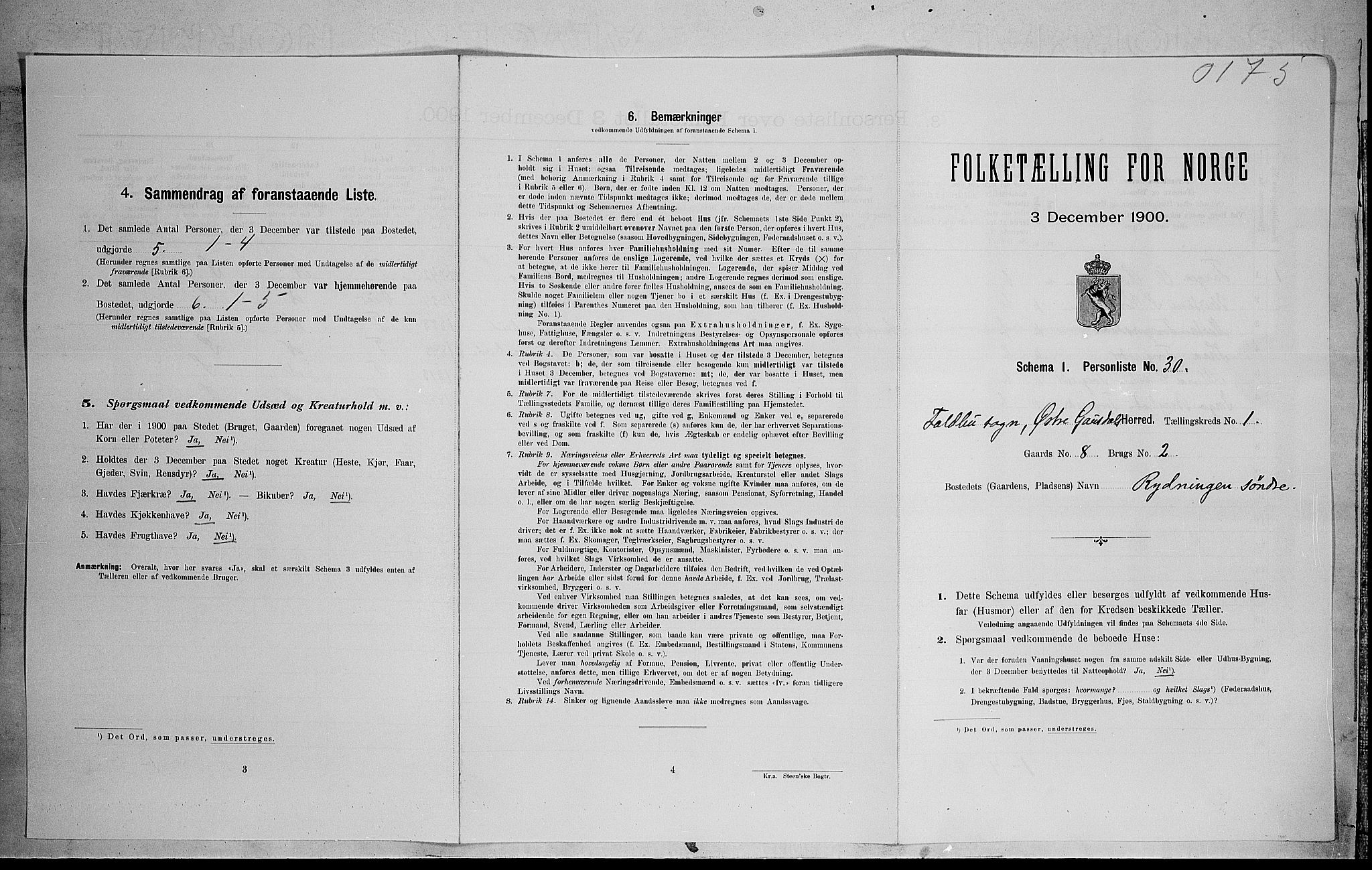 SAH, Folketelling 1900 for 0522 Østre Gausdal herred, 1900, s. 142