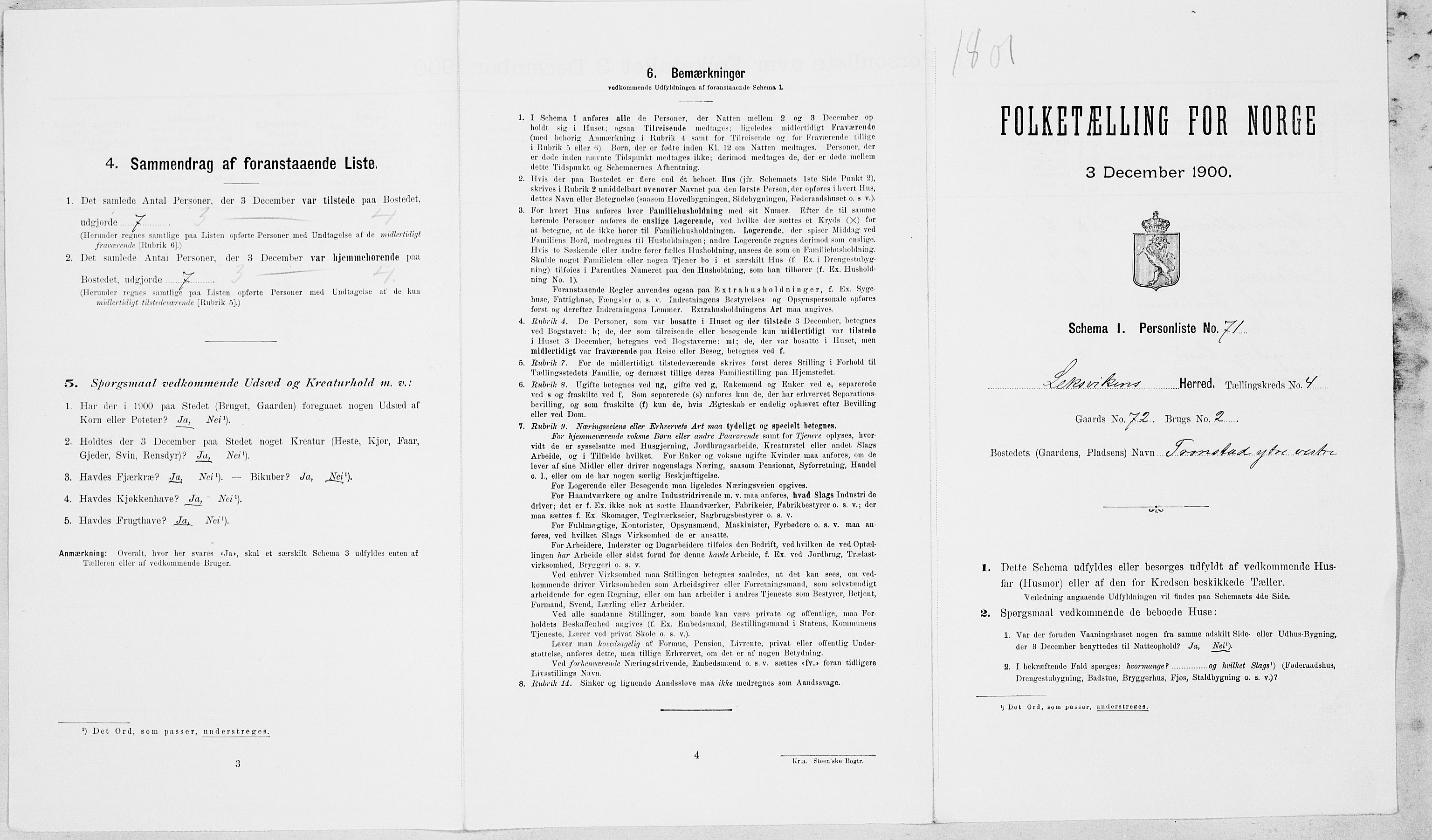SAT, Folketelling 1900 for 1718 Leksvik herred, 1900, s. 602