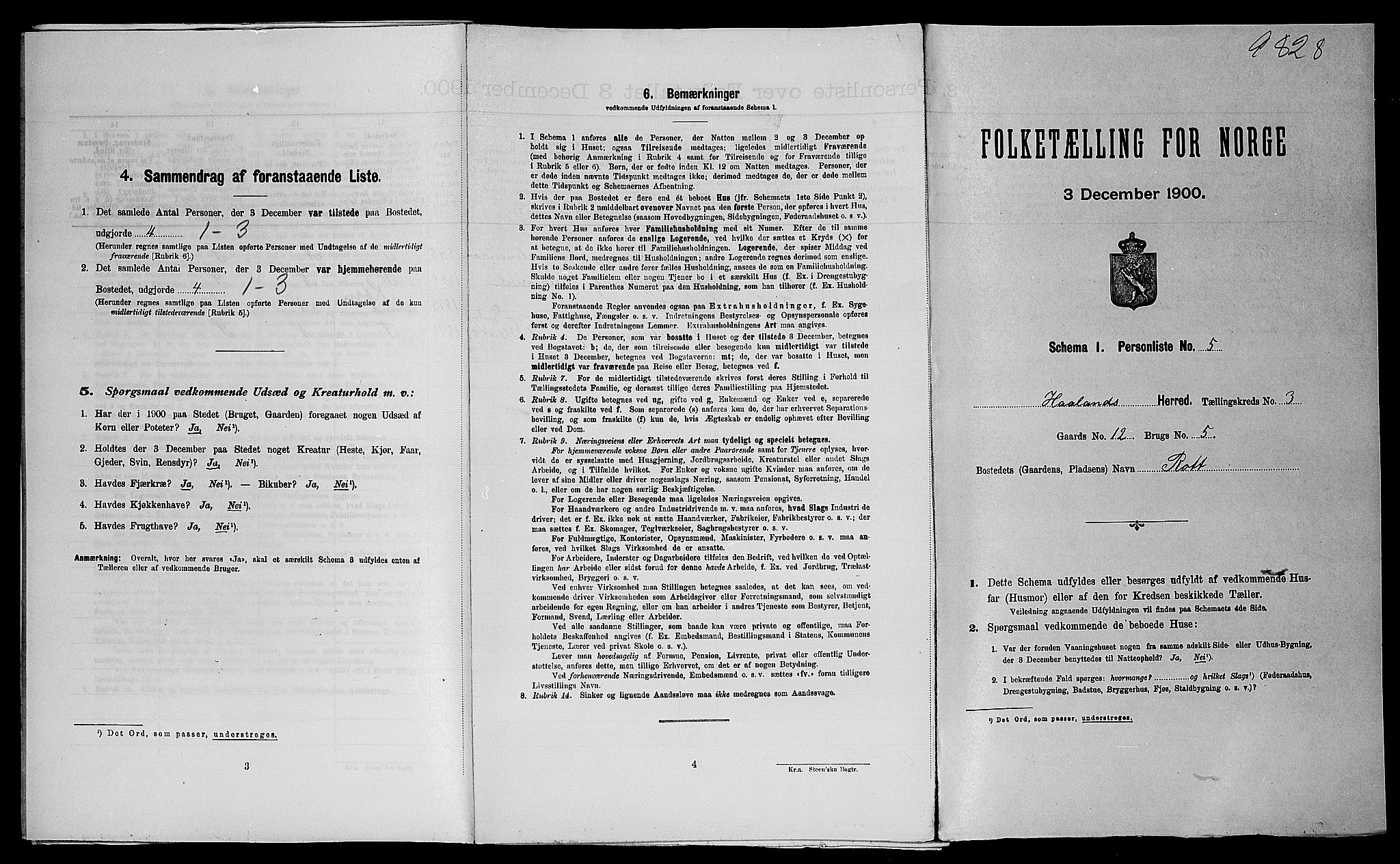 SAST, Folketelling 1900 for 1124 Haaland herred, 1900, s. 593