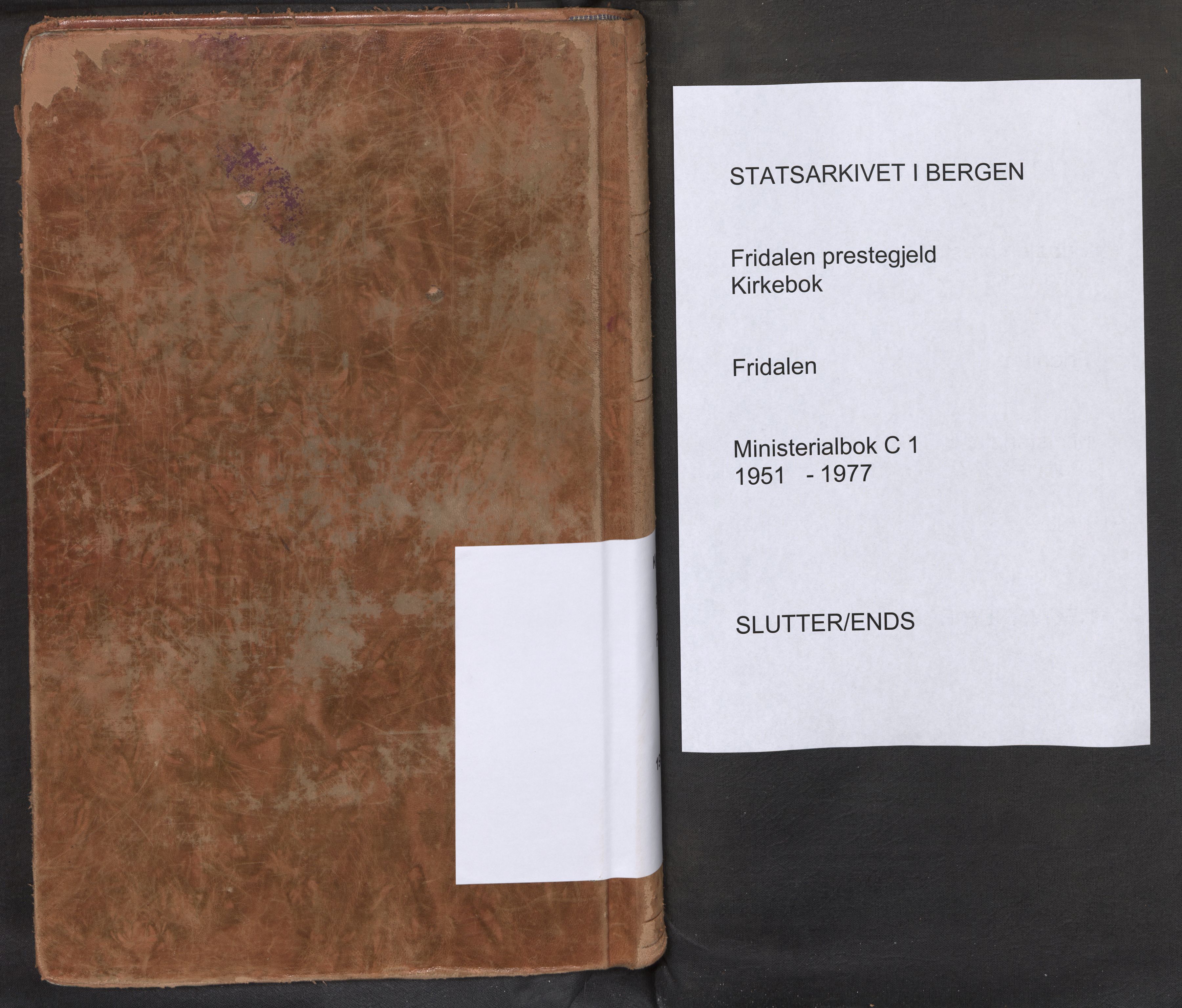 Fridalen sokneprestembete, AV/SAB-A-99933: Ministerialbok nr. C 1, 1951-1977