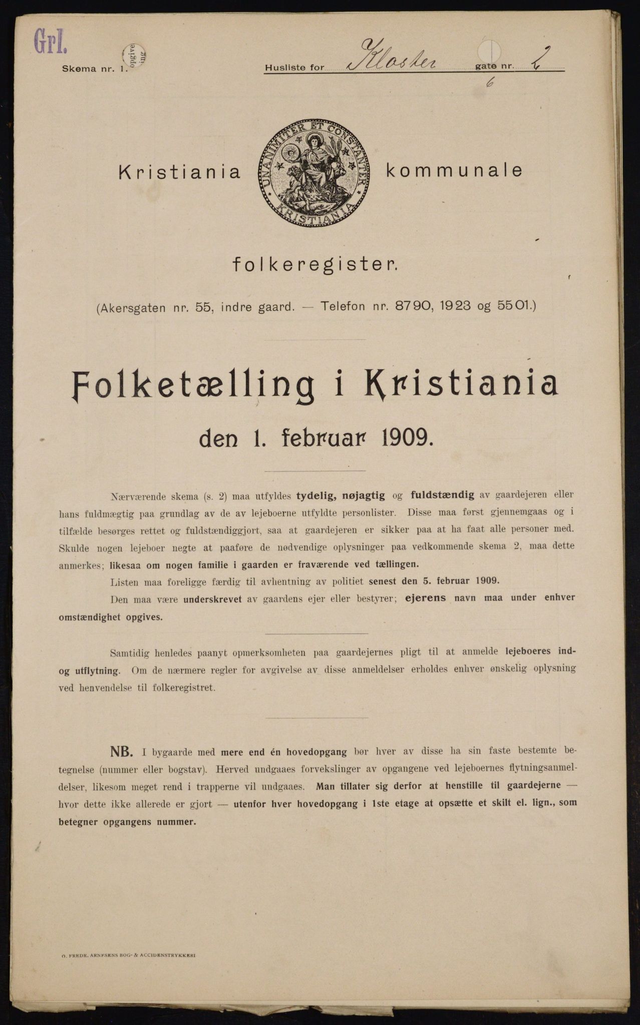OBA, Kommunal folketelling 1.2.1909 for Kristiania kjøpstad, 1909, s. 47750