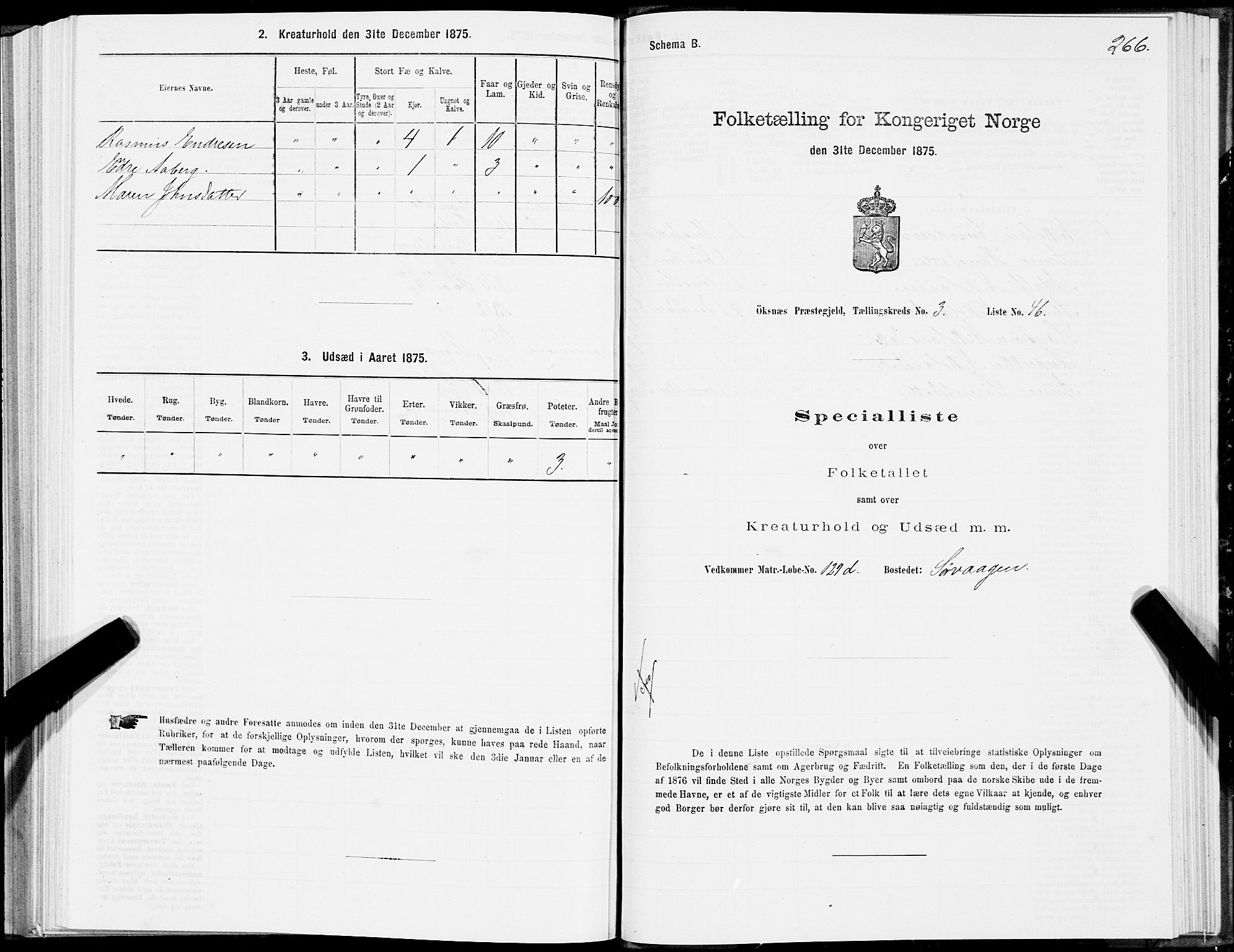 SAT, Folketelling 1875 for 1868P Øksnes prestegjeld, 1875, s. 2266