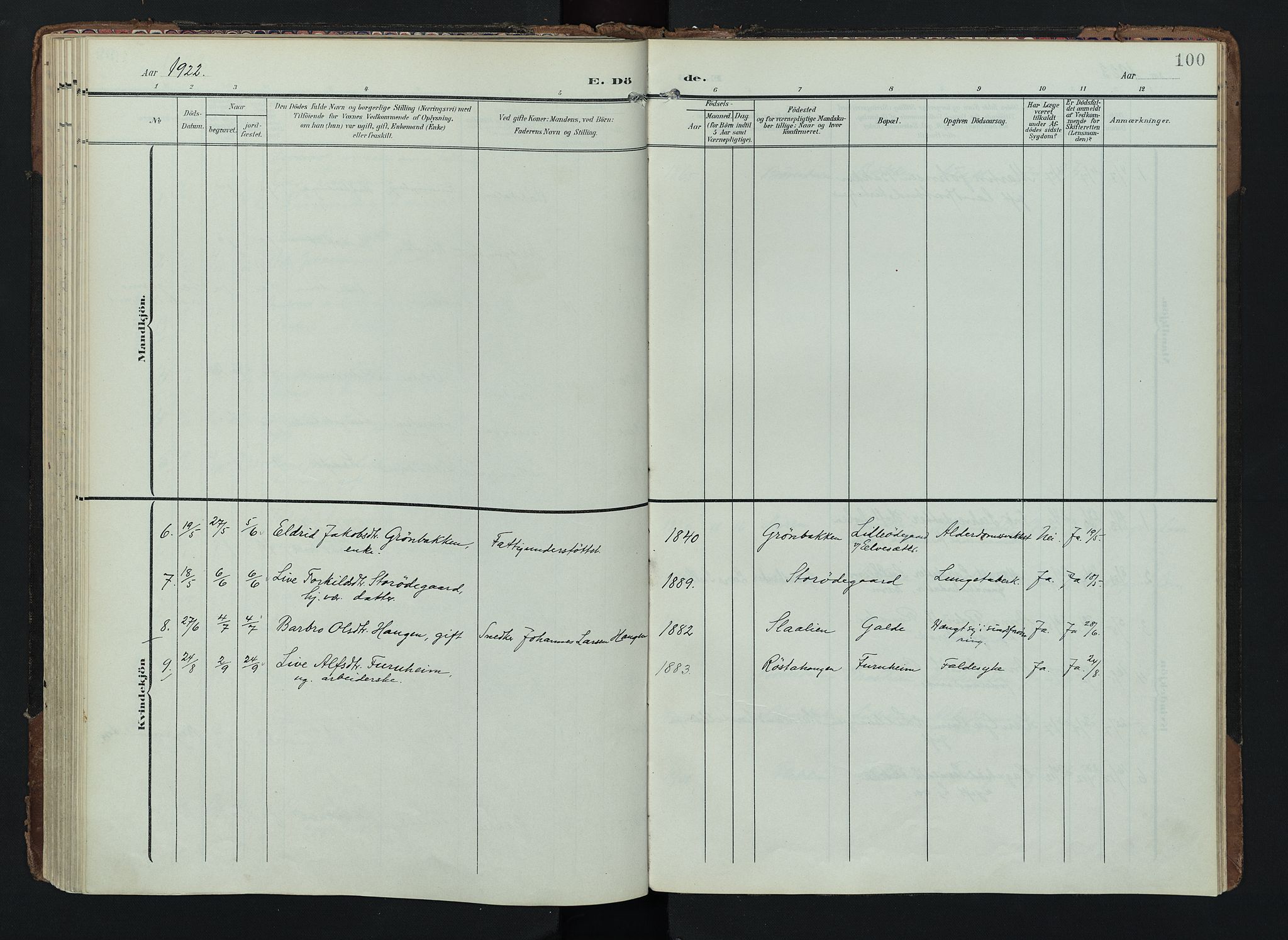 Lom prestekontor, AV/SAH-PREST-070/K/L0012: Ministerialbok nr. 12, 1904-1928, s. 100