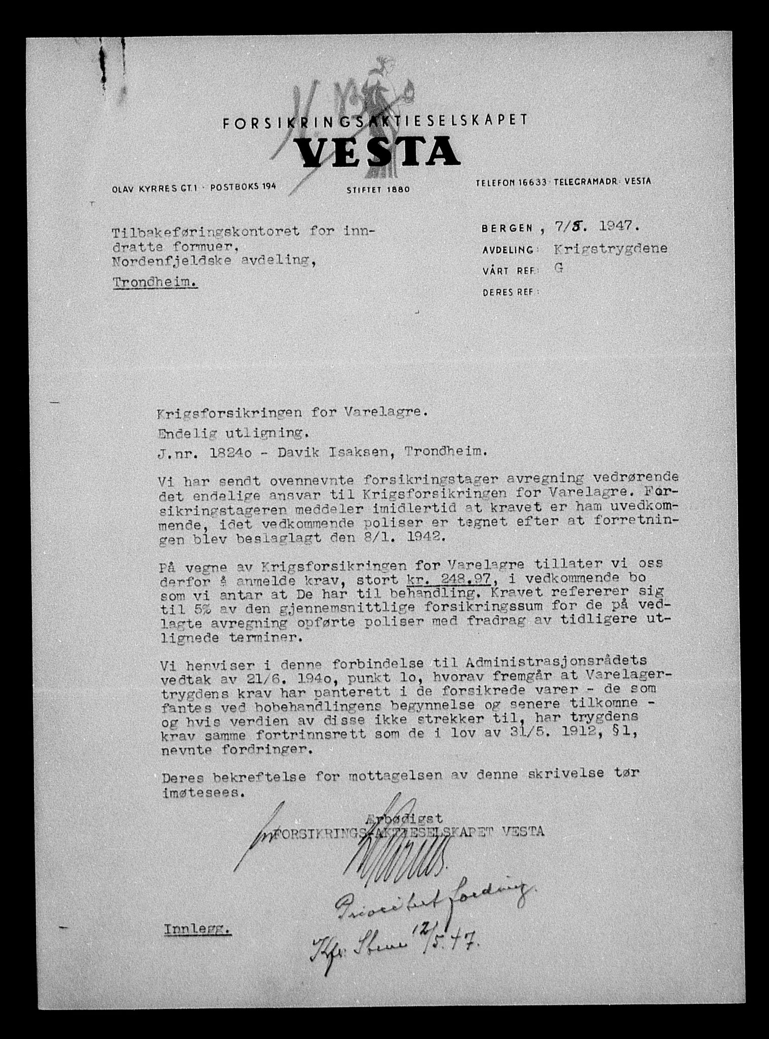 Justisdepartementet, Tilbakeføringskontoret for inndratte formuer, RA/S-1564/H/Hc/Hca/L0896: --, 1945-1947, s. 496