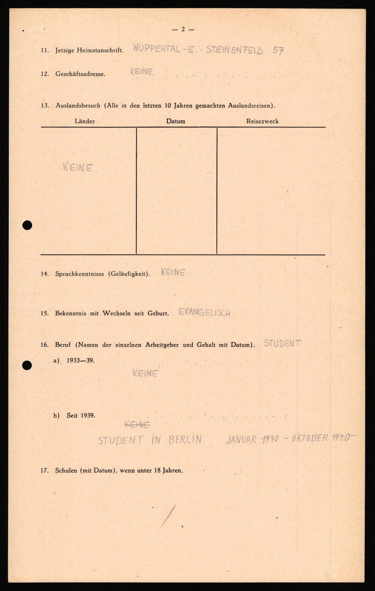 Forsvaret, Forsvarets overkommando II, AV/RA-RAFA-3915/D/Db/L0033: CI Questionaires. Tyske okkupasjonsstyrker i Norge. Tyskere., 1945-1946, s. 19