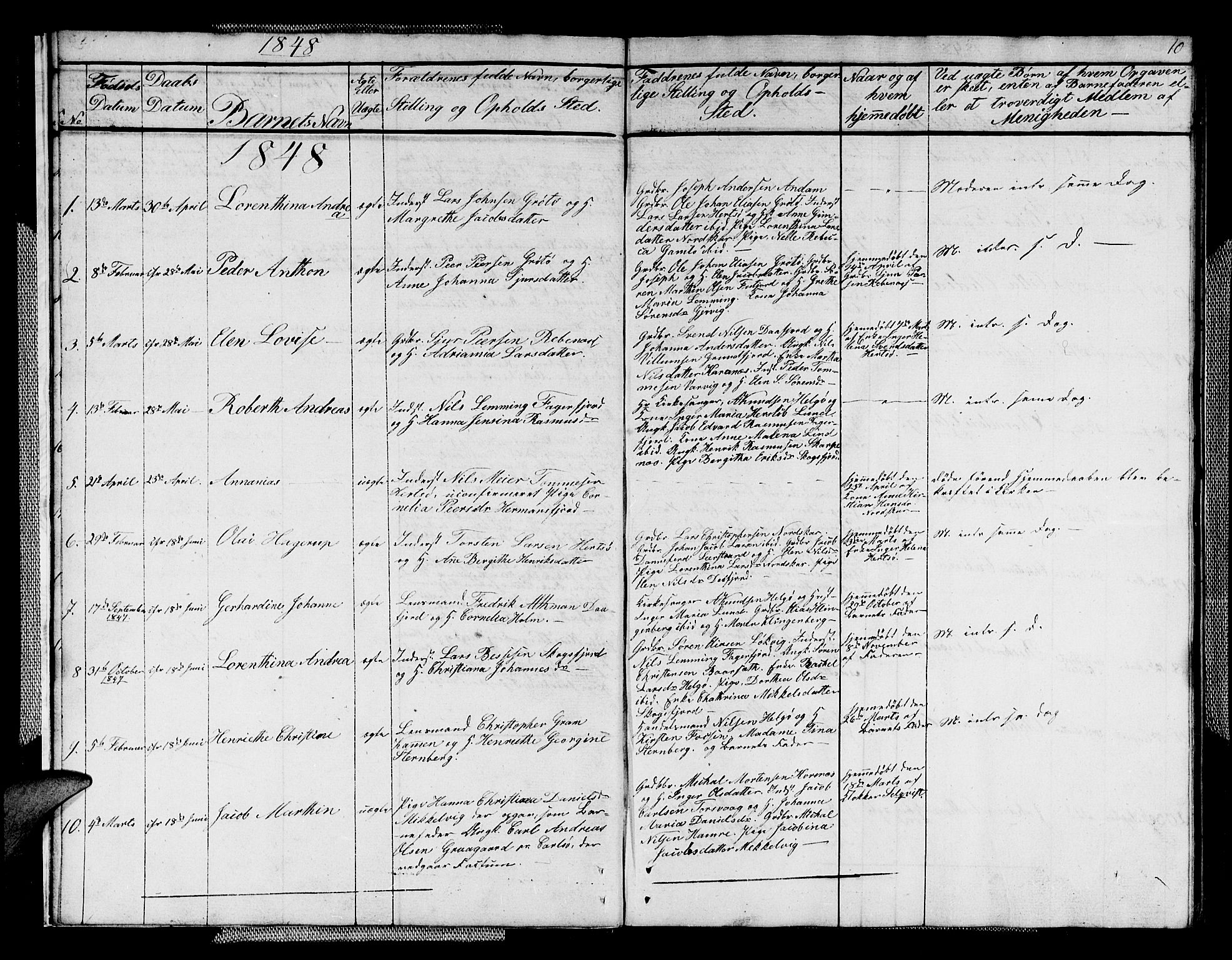Karlsøy sokneprestembete, AV/SATØ-S-1299/H/Ha/Hab/L0004klokker: Klokkerbok nr. 4, 1845-1870, s. 10