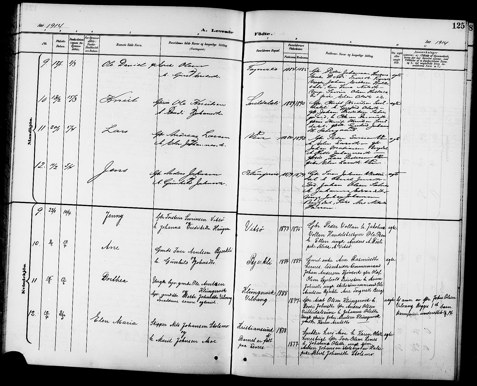 Ministerialprotokoller, klokkerbøker og fødselsregistre - Sør-Trøndelag, SAT/A-1456/630/L0505: Klokkerbok nr. 630C03, 1899-1914, s. 125