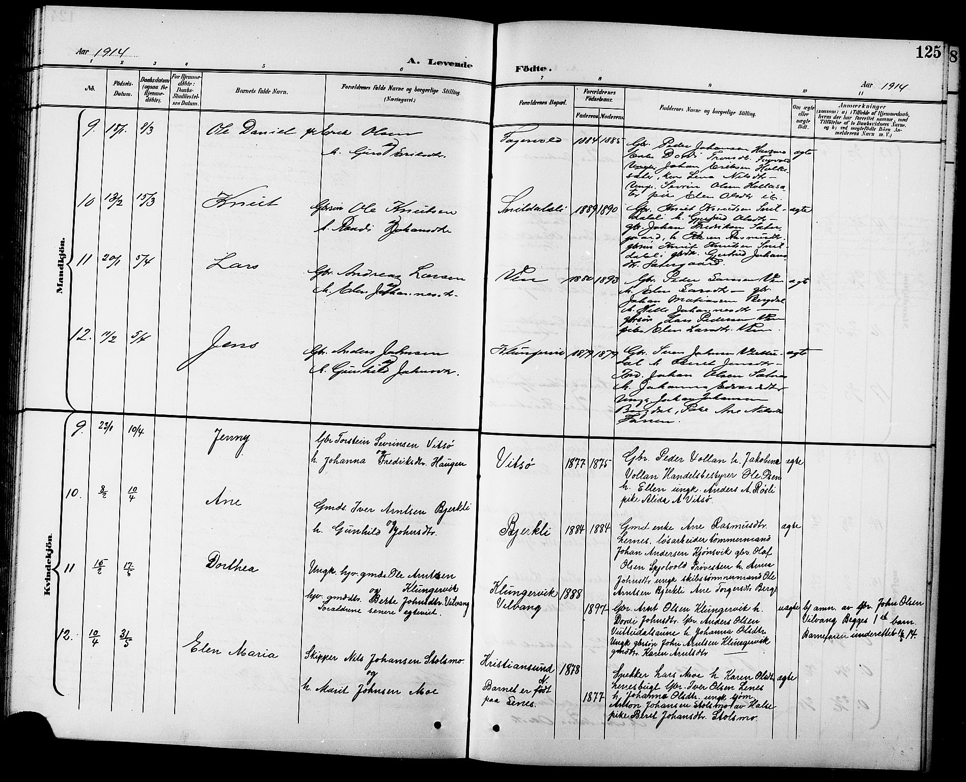 Ministerialprotokoller, klokkerbøker og fødselsregistre - Sør-Trøndelag, AV/SAT-A-1456/630/L0505: Klokkerbok nr. 630C03, 1899-1914, s. 125