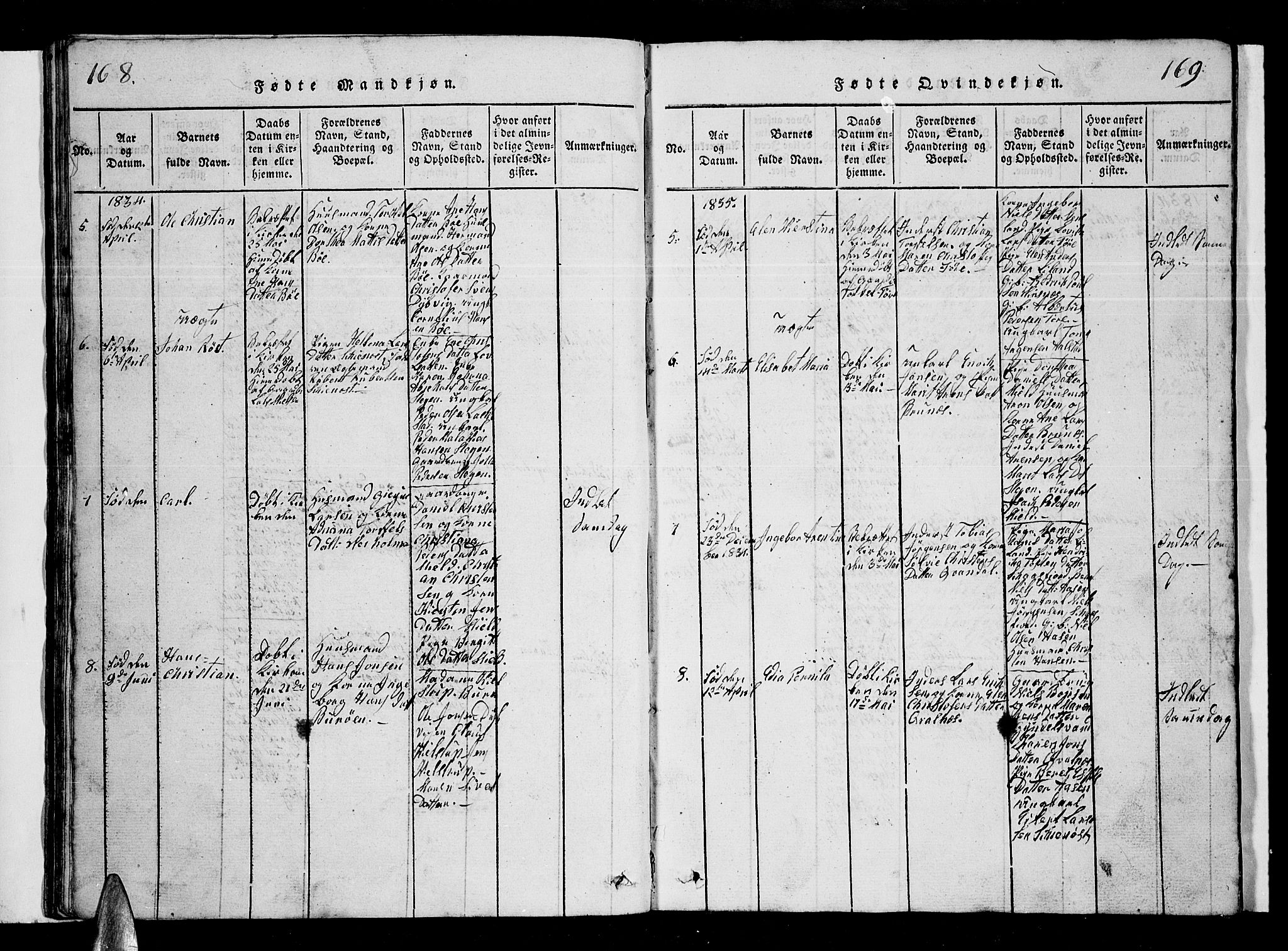 Ministerialprotokoller, klokkerbøker og fødselsregistre - Nordland, AV/SAT-A-1459/855/L0812: Klokkerbok nr. 855C01, 1821-1838, s. 168-169