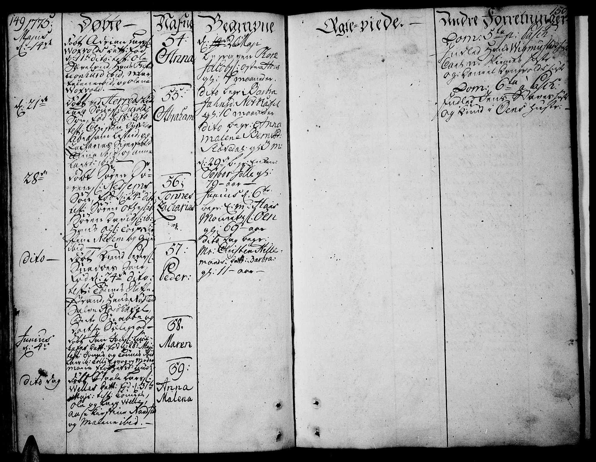 Lista sokneprestkontor, AV/SAK-1111-0027/F/Fa/L0004: Ministerialbok nr. A 4, 1768-1794, s. 149-150