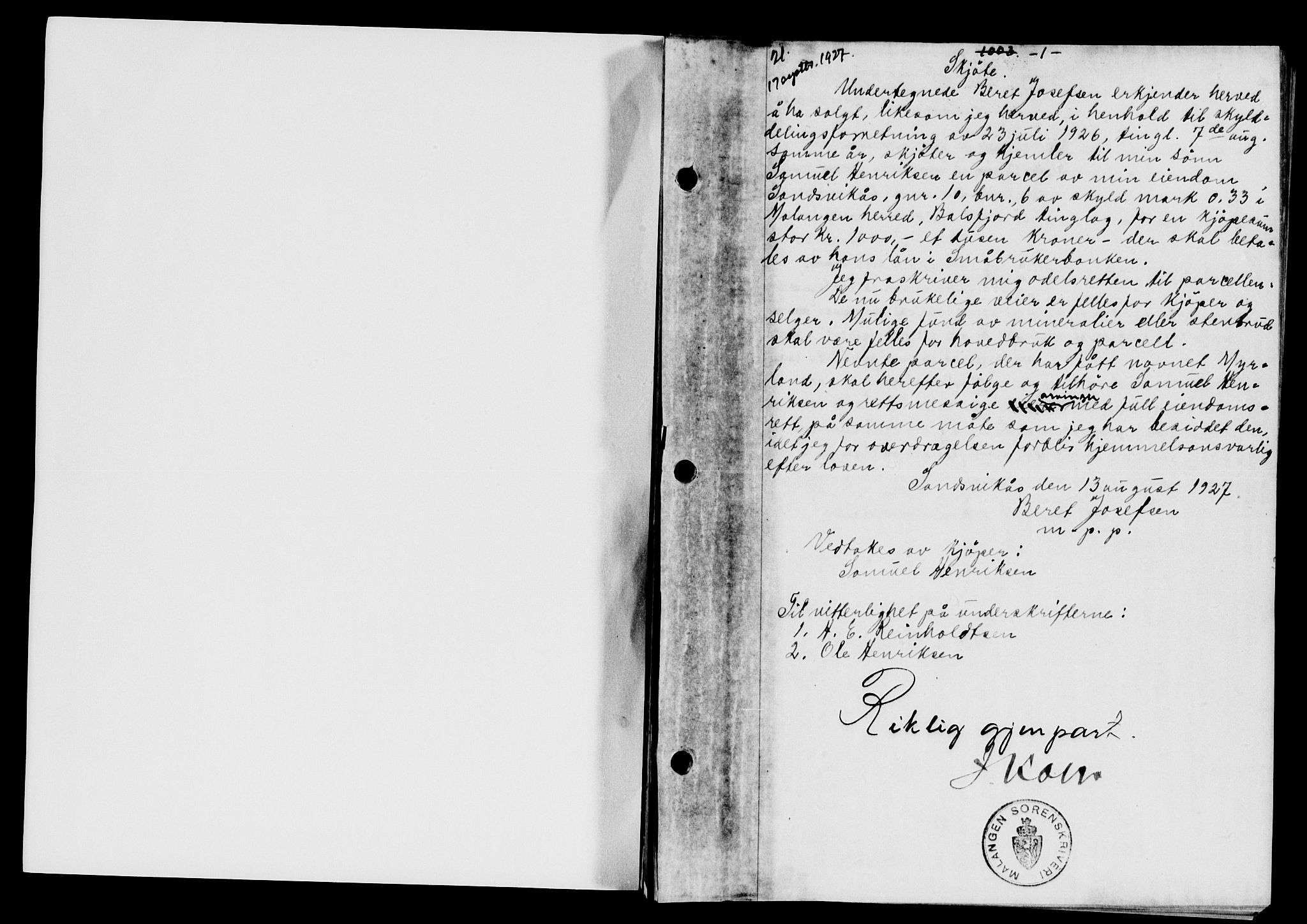 Malangen sorenskriveri, AV/SATØ-SATØ-0051/1/G/Ga/Gaa/L0038P: Pantebok nr. 38, 1927-1928, s. 0-1
