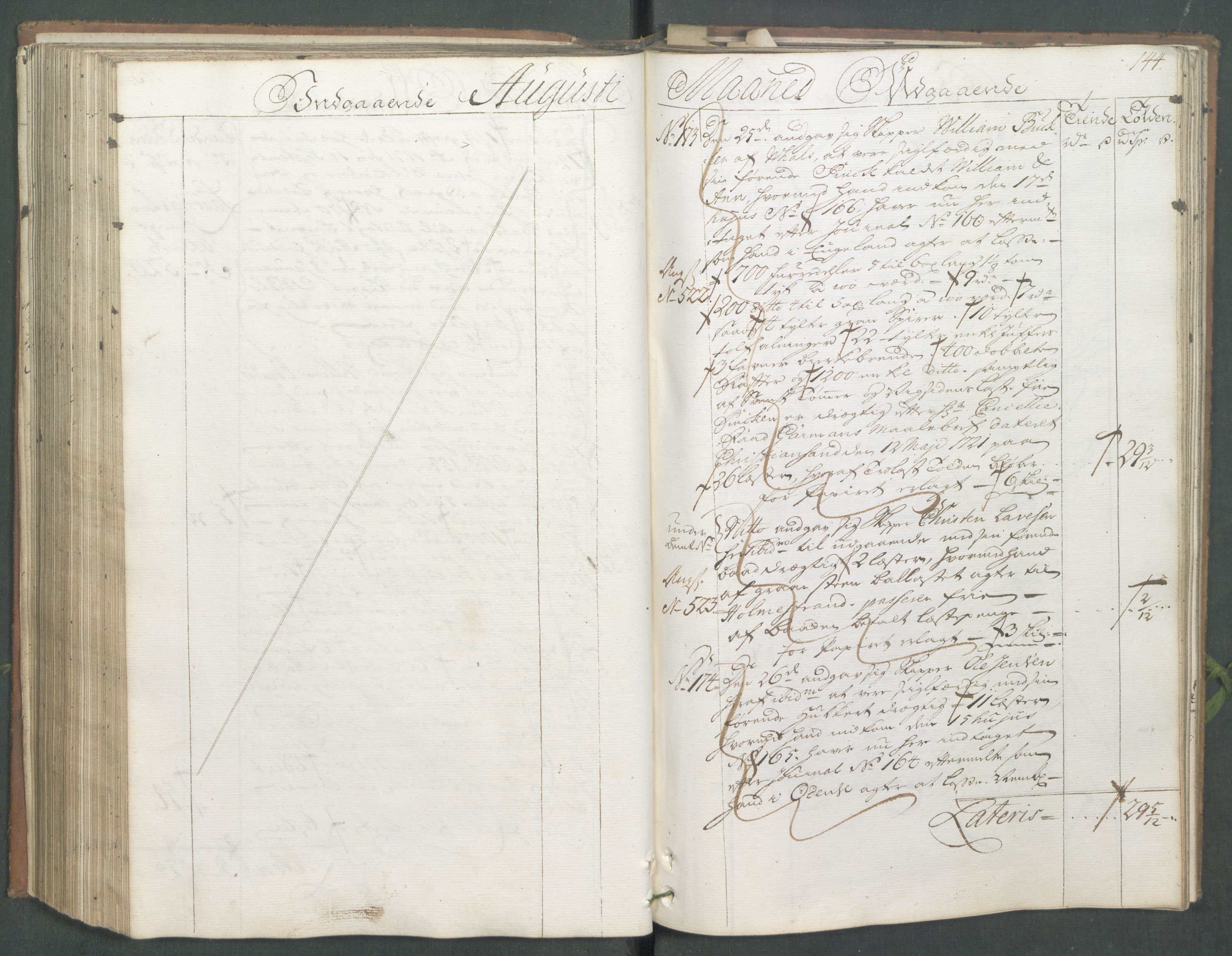 Generaltollkammeret, tollregnskaper, AV/RA-EA-5490/R01/L0008/0001: Tollregnskaper Fredrikshald / Hovedtollbok, 1733, s. 143b-144a