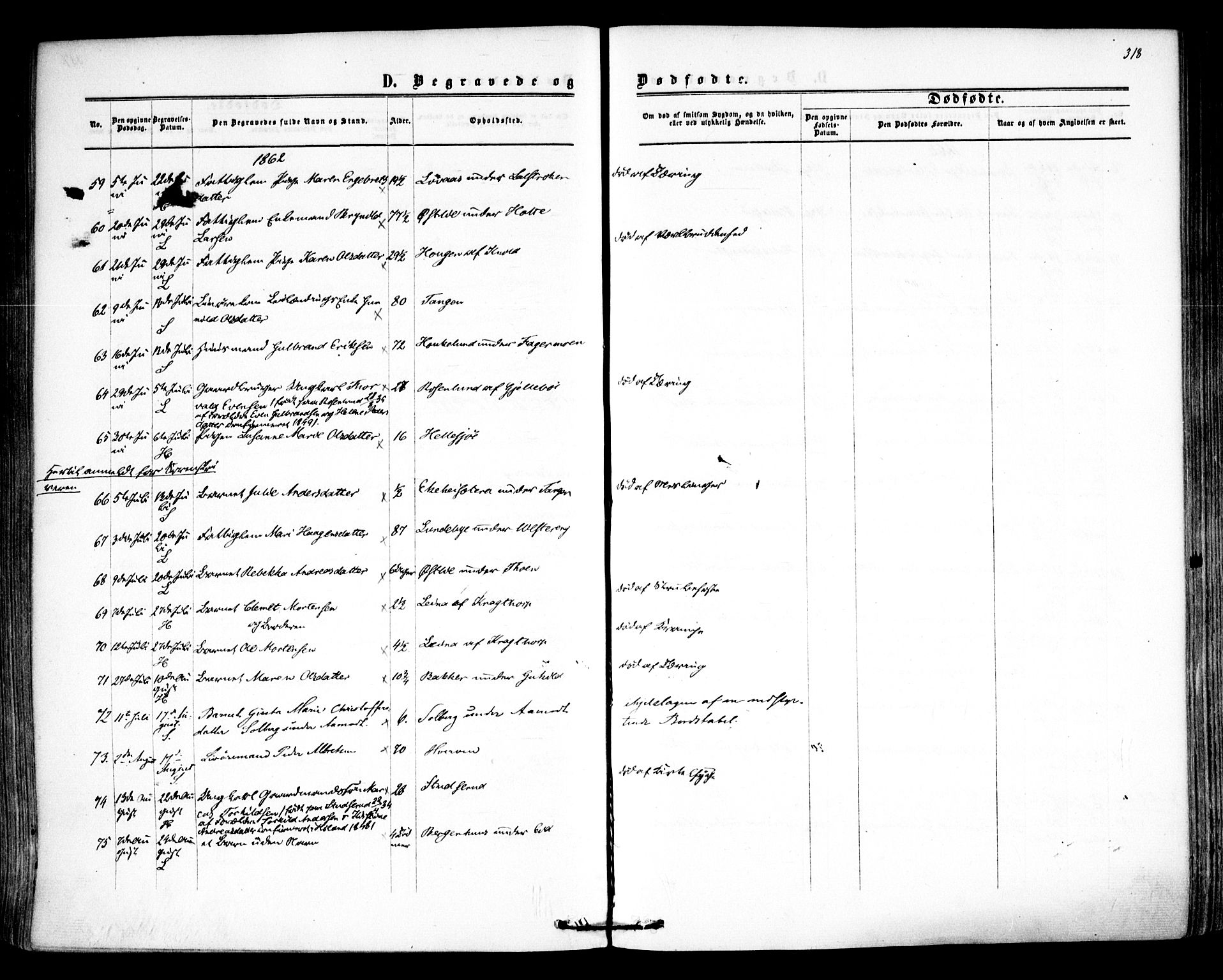 Høland prestekontor Kirkebøker, AV/SAO-A-10346a/F/Fa/L0011: Ministerialbok nr. I 11, 1862-1869, s. 318