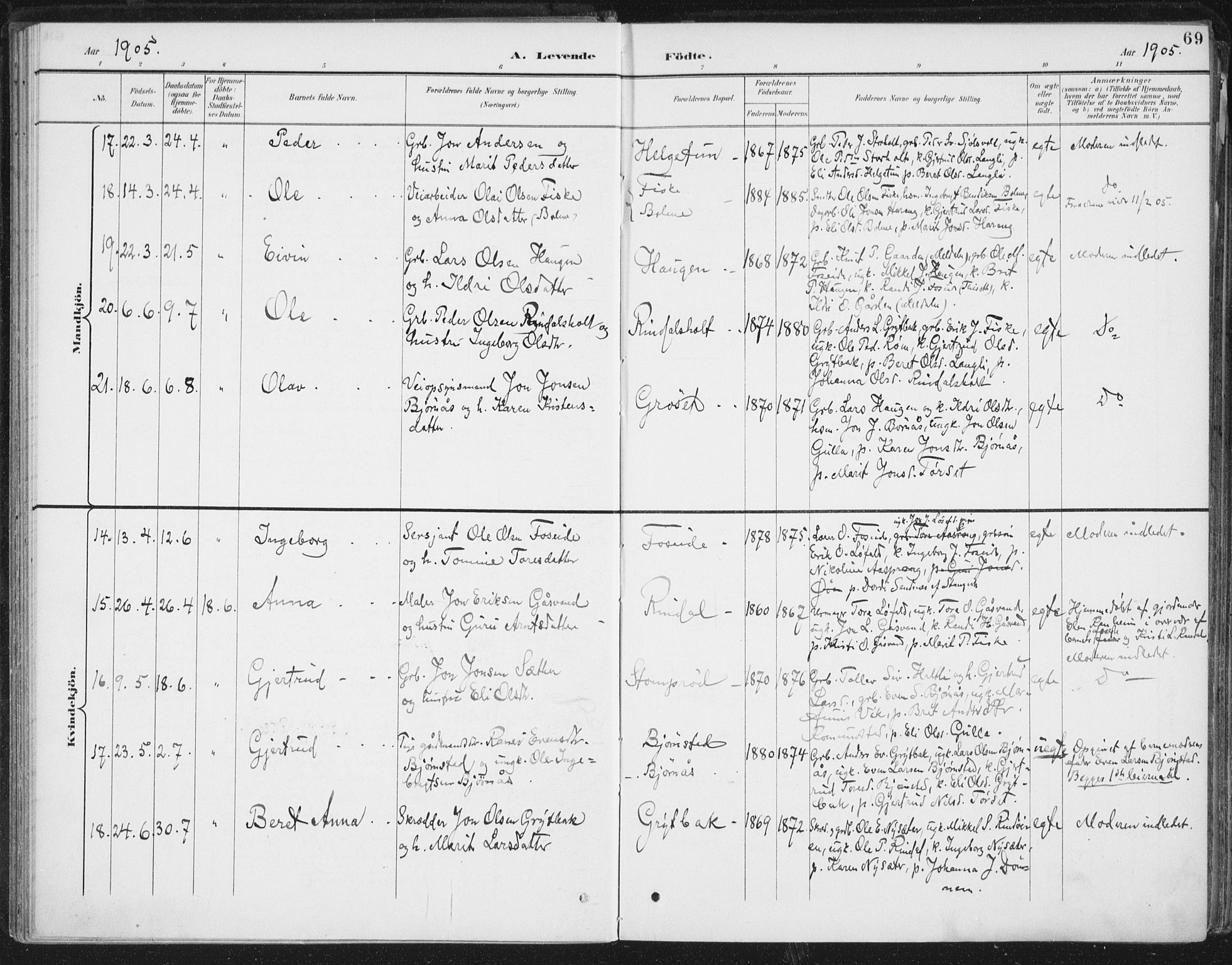 Ministerialprotokoller, klokkerbøker og fødselsregistre - Møre og Romsdal, AV/SAT-A-1454/598/L1072: Ministerialbok nr. 598A06, 1896-1910, s. 69