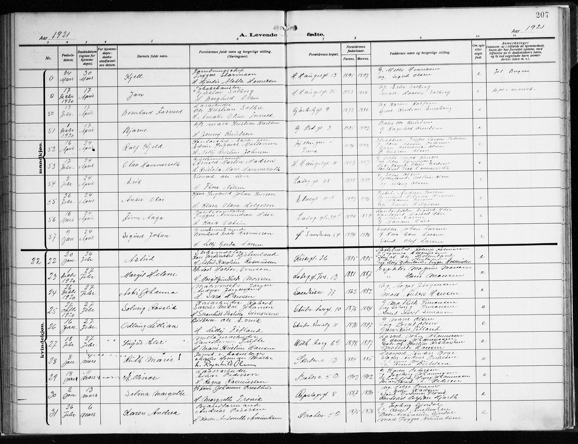 Sandviken Sokneprestembete, AV/SAB-A-77601/H/Ha/L0007: Ministerialbok nr. B 4, 1912-1924, s. 207