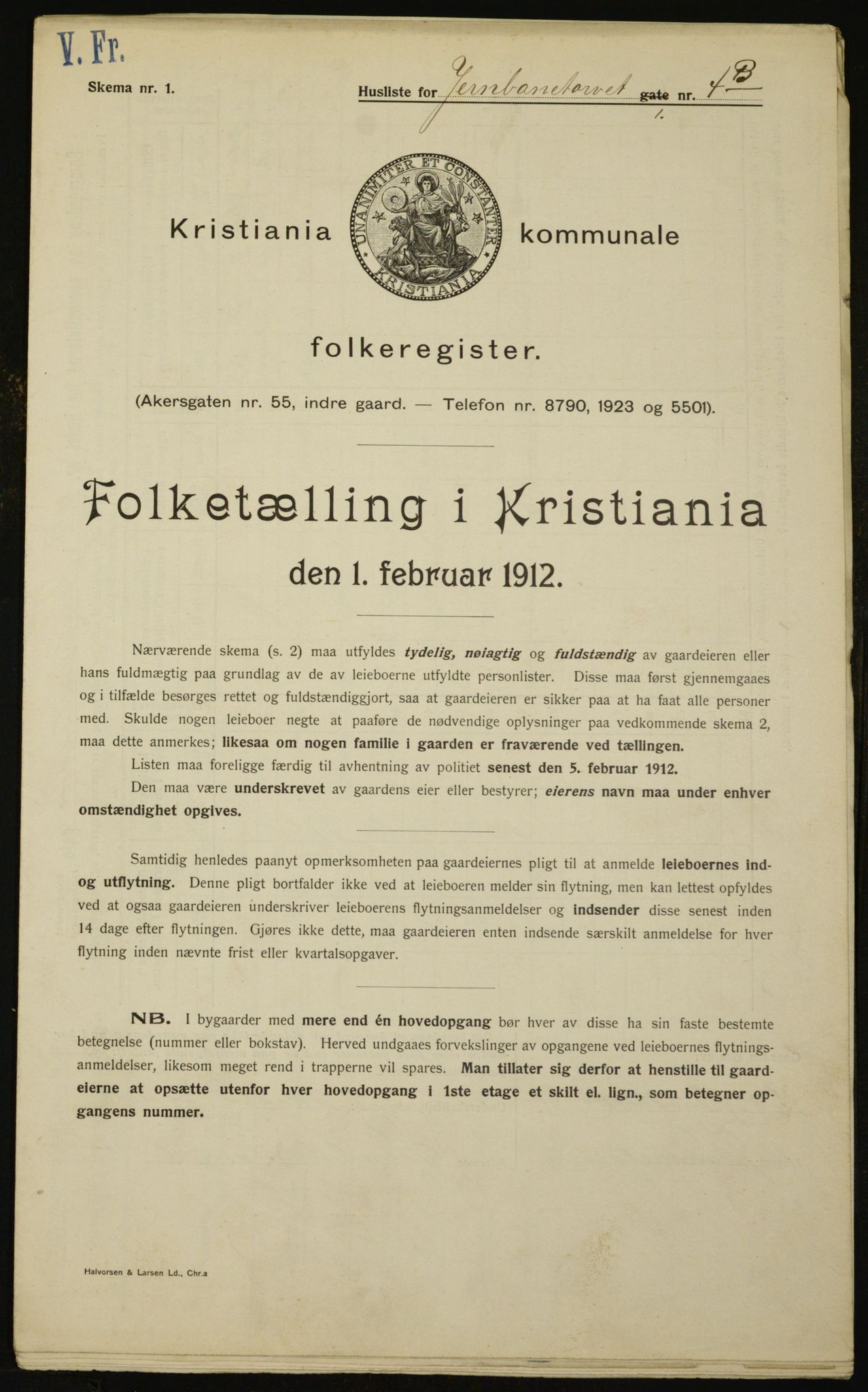 OBA, Kommunal folketelling 1.2.1912 for Kristiania, 1912, s. 47243