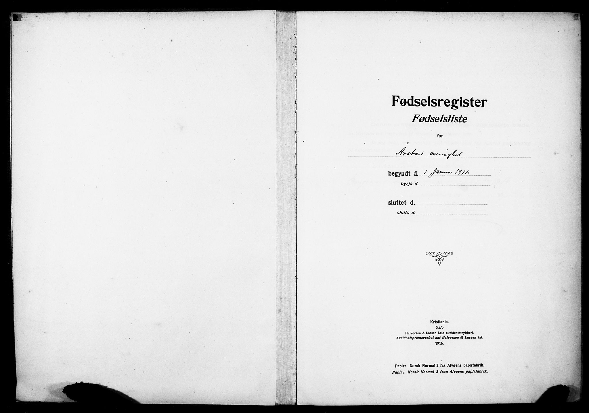 Årstad Sokneprestembete, AV/SAB-A-79301/I/Id/L0A01: Fødselsregister nr. A 1, 1916-1920