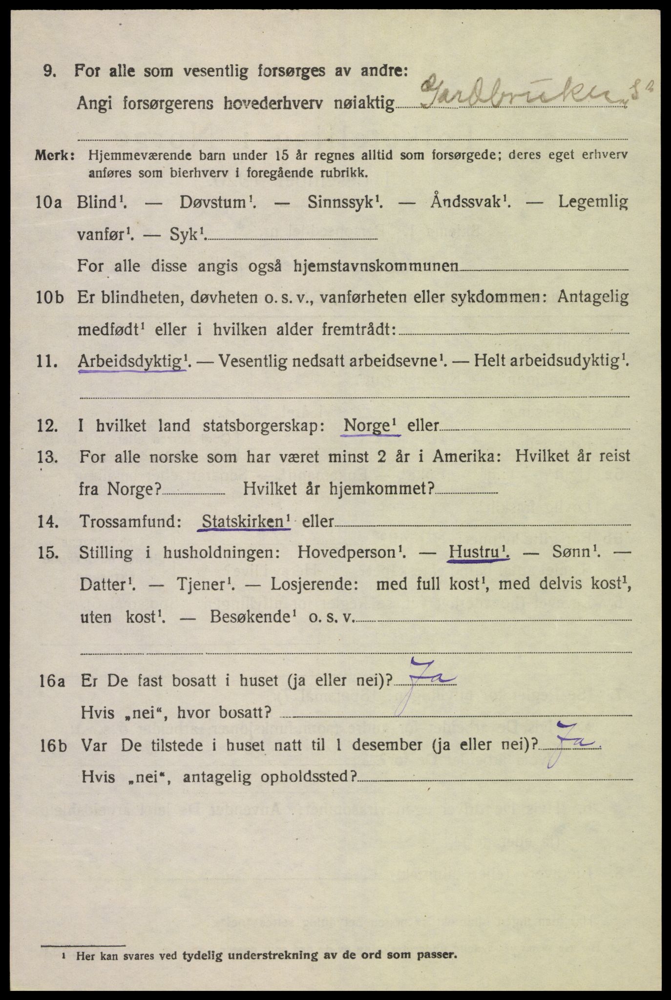 SAK, Folketelling 1920 for 1032 Lyngdal herred, 1920, s. 3982