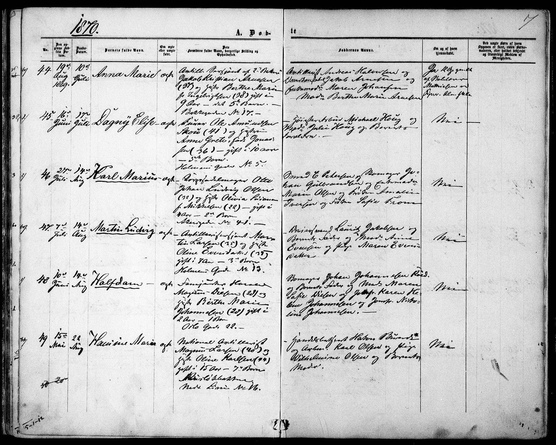 Garnisonsmenigheten Kirkebøker, AV/SAO-A-10846/F/Fa/L0011: Ministerialbok nr. 11, 1870-1880, s. 7