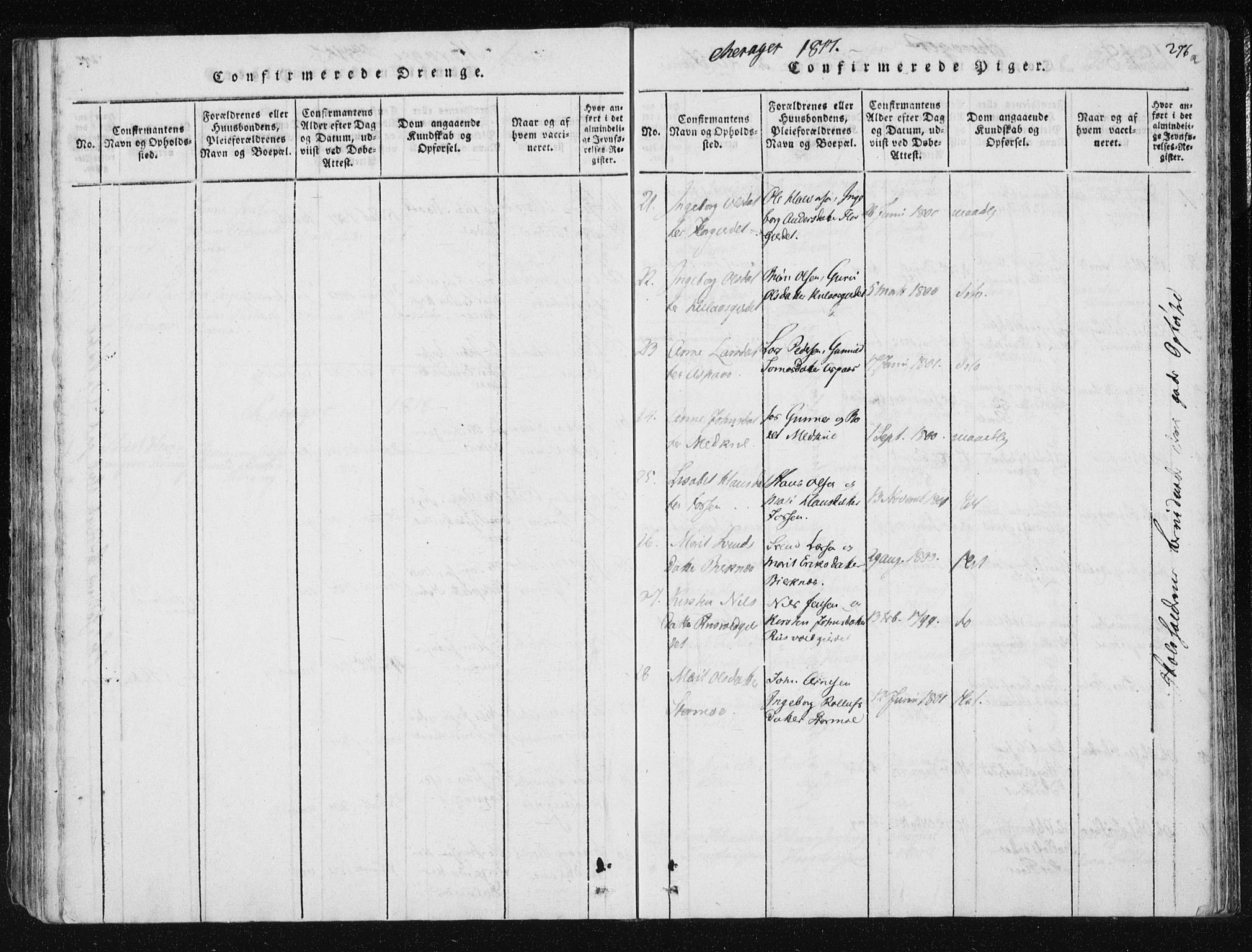 Ministerialprotokoller, klokkerbøker og fødselsregistre - Nord-Trøndelag, SAT/A-1458/709/L0061: Ministerialbok nr. 709A08 /4, 1815-1819, s. 276