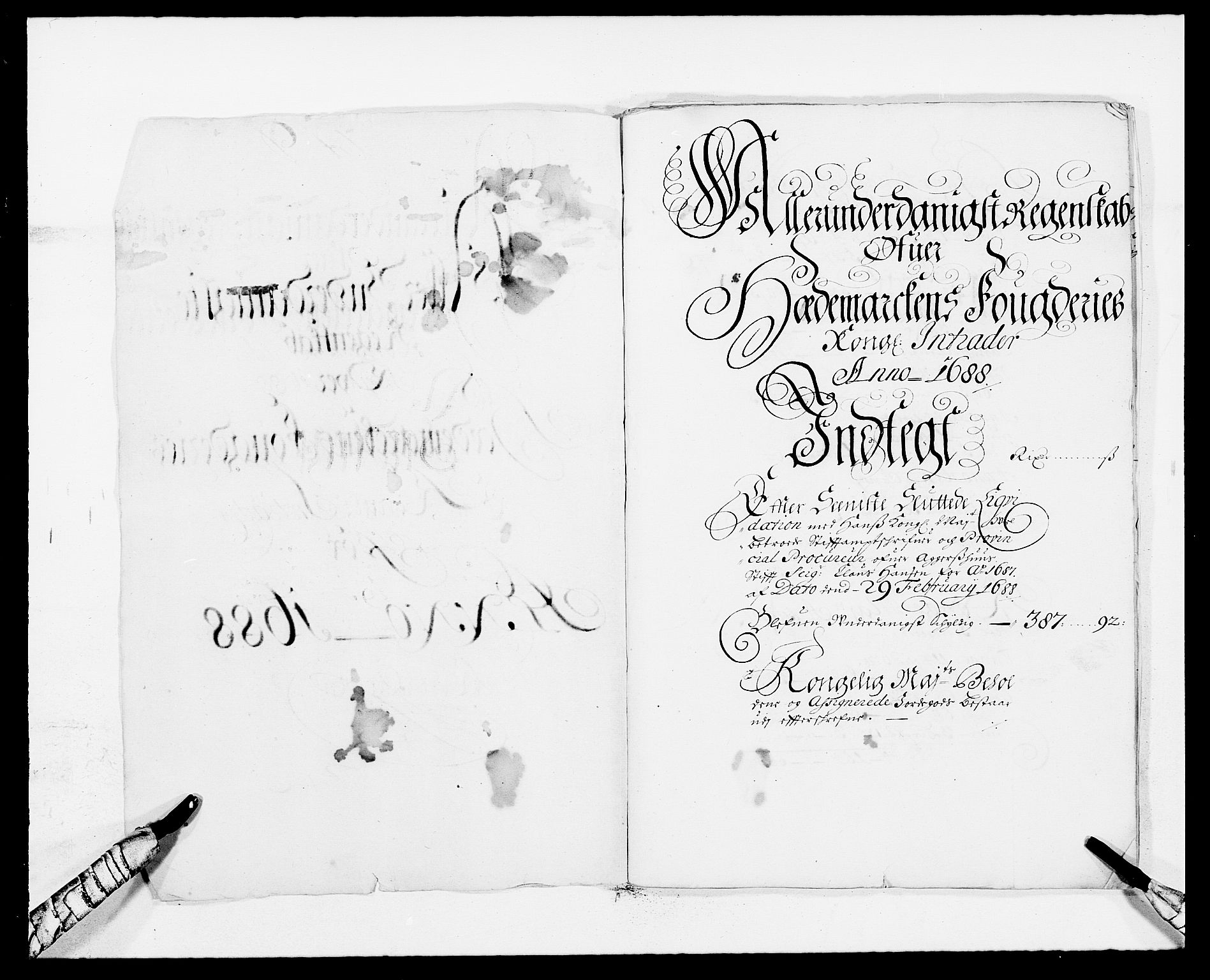 Rentekammeret inntil 1814, Reviderte regnskaper, Fogderegnskap, RA/EA-4092/R16/L1029: Fogderegnskap Hedmark, 1688, s. 2