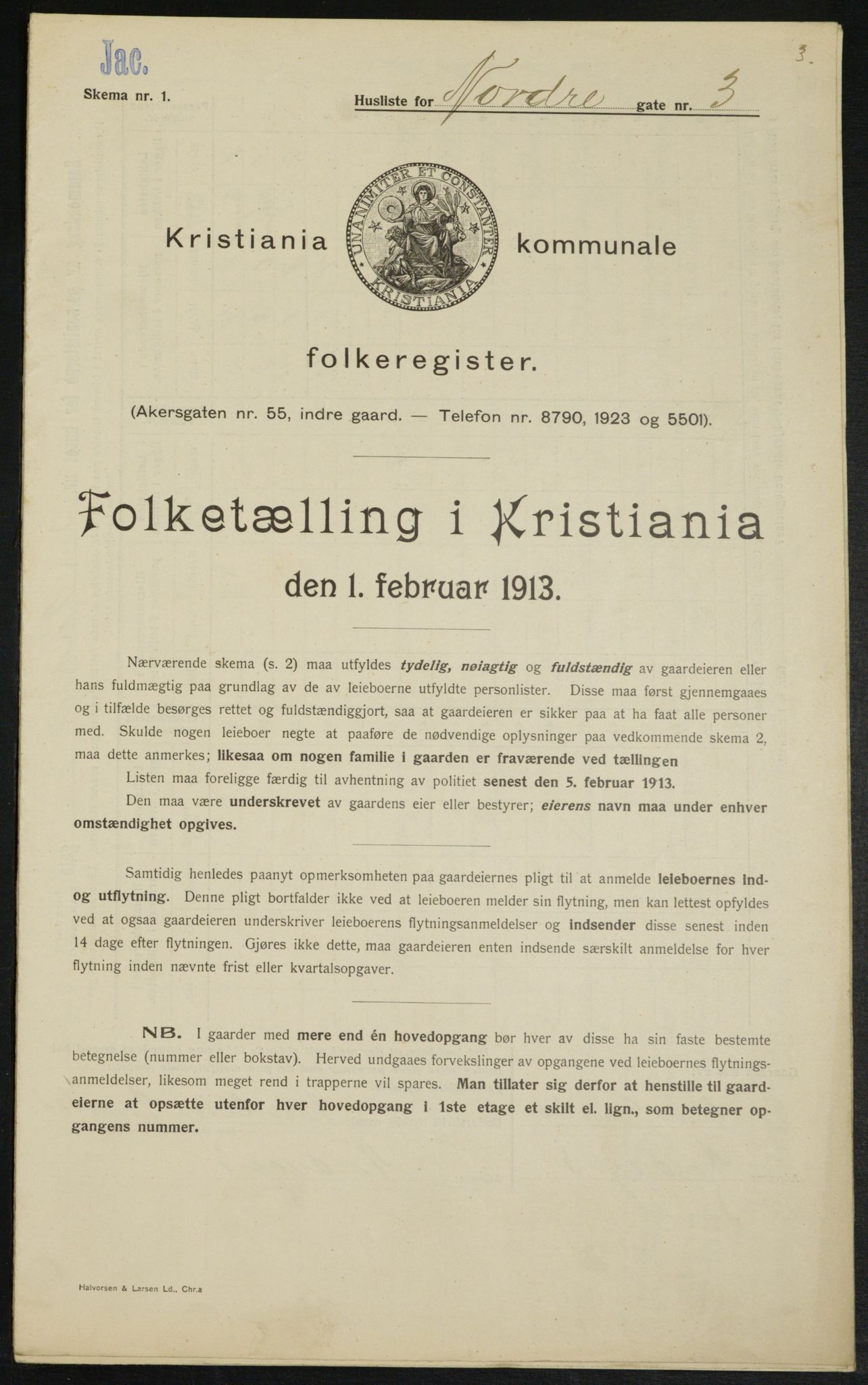 OBA, Kommunal folketelling 1.2.1913 for Kristiania, 1913, s. 73101