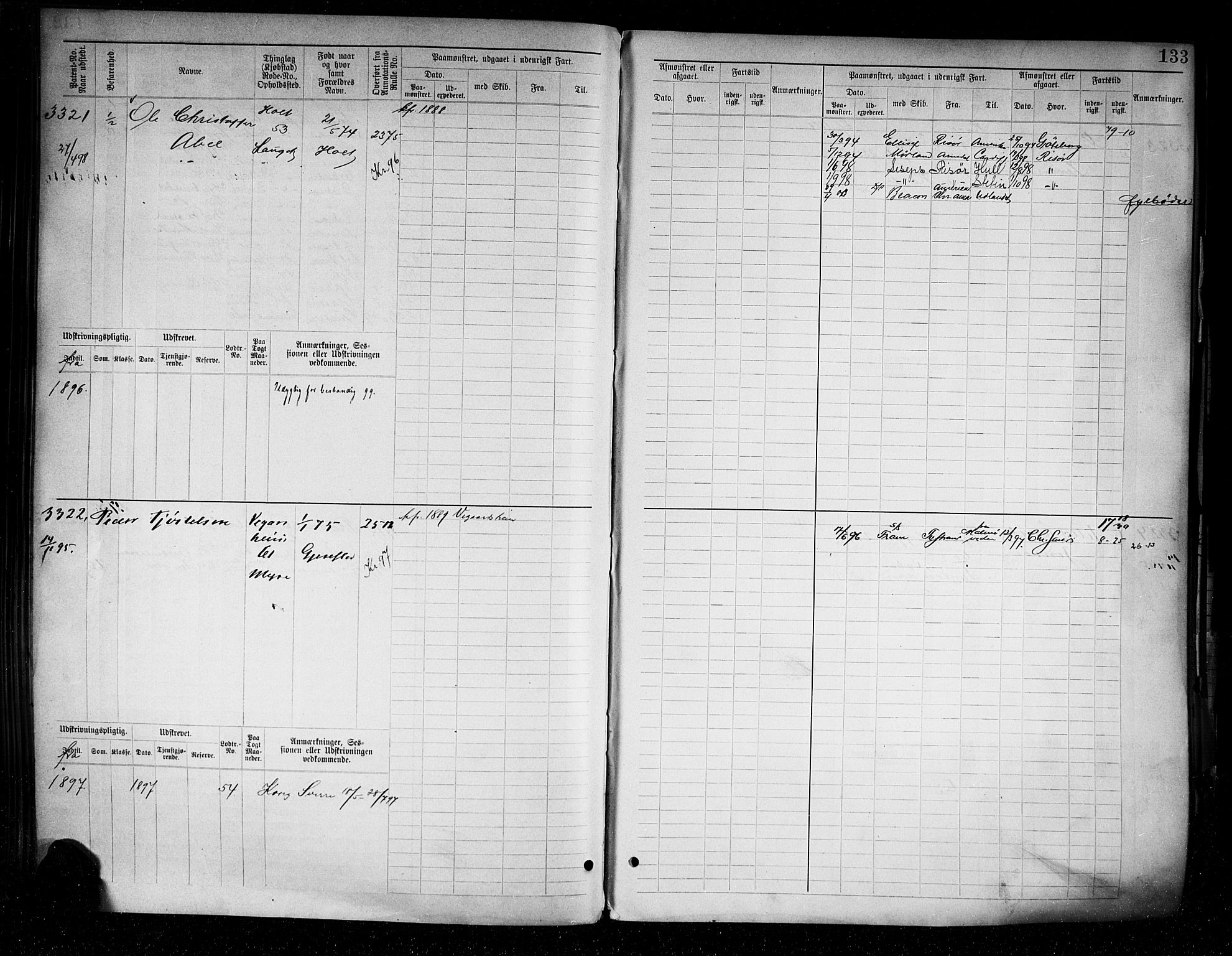 Tvedestrand mønstringskrets, SAK/2031-0011/F/Fb/L0005: Hovedrulle A nr 3057-3817, R-6, 1890-1920, s. 135