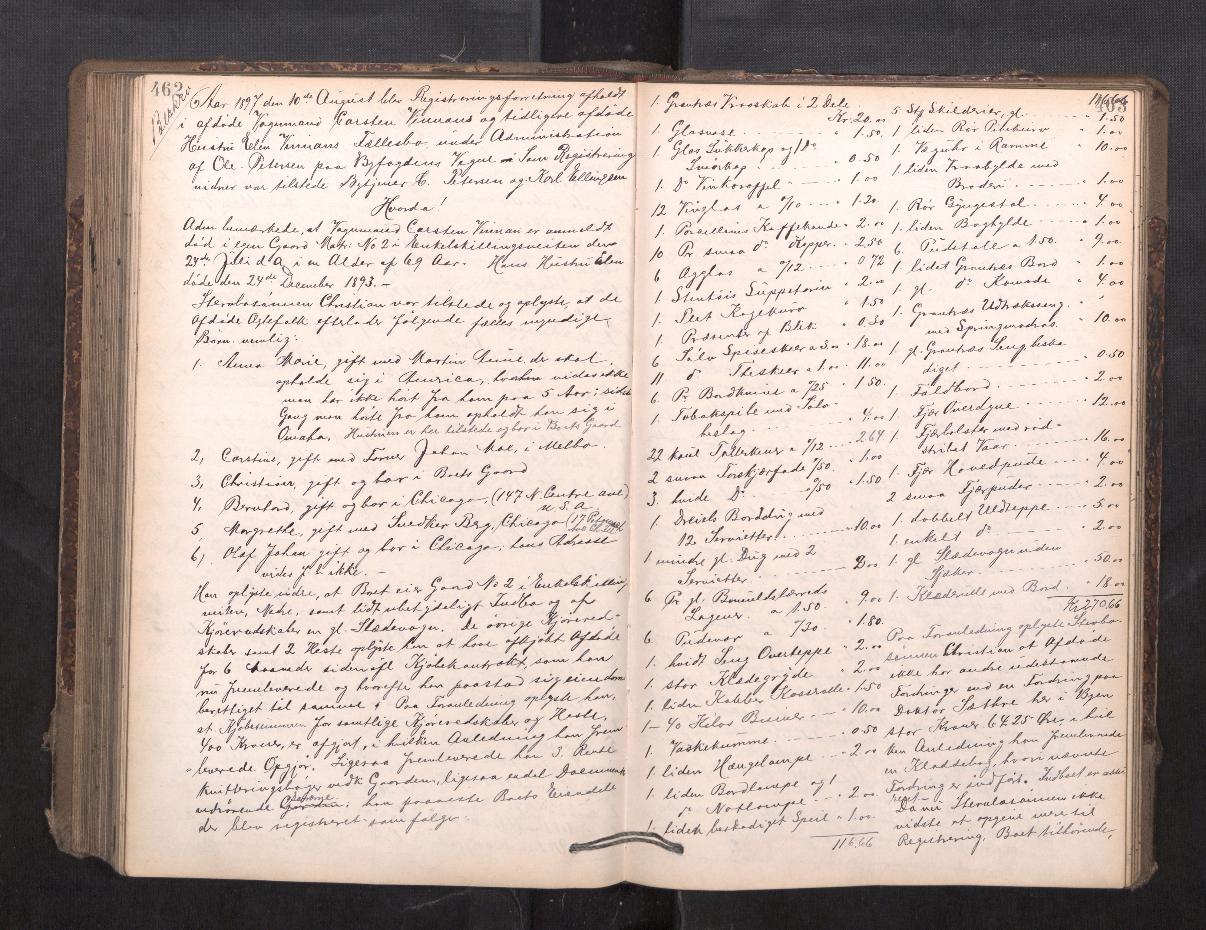 Trondheim byfogd, AV/SAT-A-0003/1/3/3C/L0015: Skifteregistreringsprotokoll - 24/2-21/3 (u/ register), 1893-1899, s. 462-463