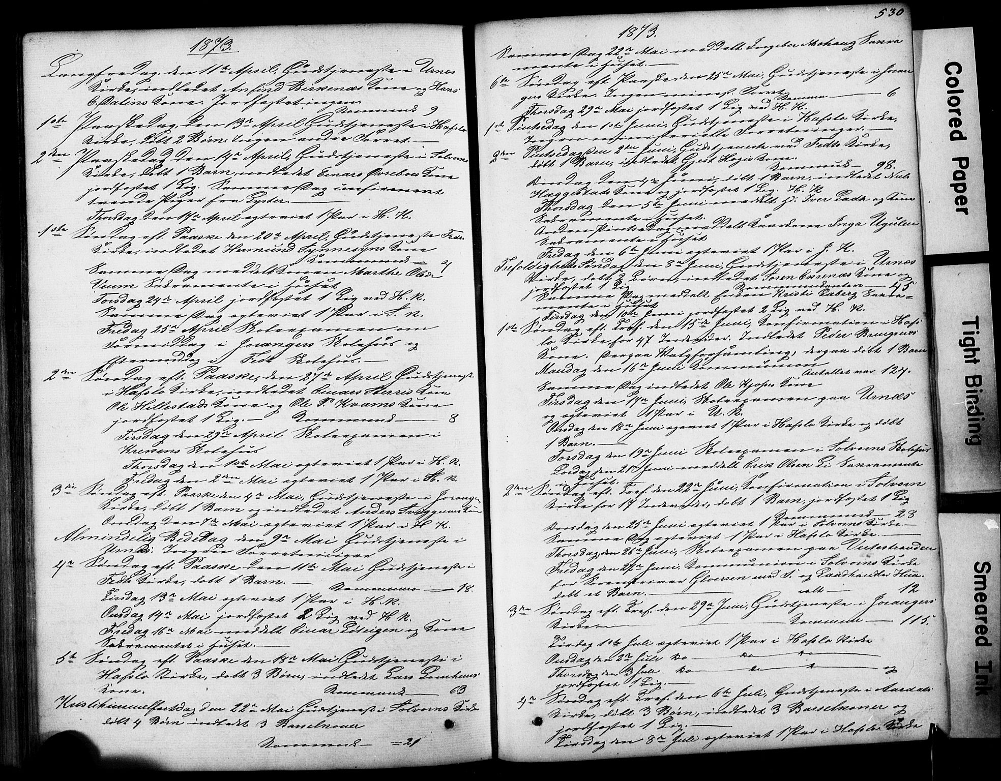 Hafslo sokneprestembete, AV/SAB-A-80301/H/Hab/Haba/L0001: Klokkerbok nr. A 1, 1866-1908, s. 530