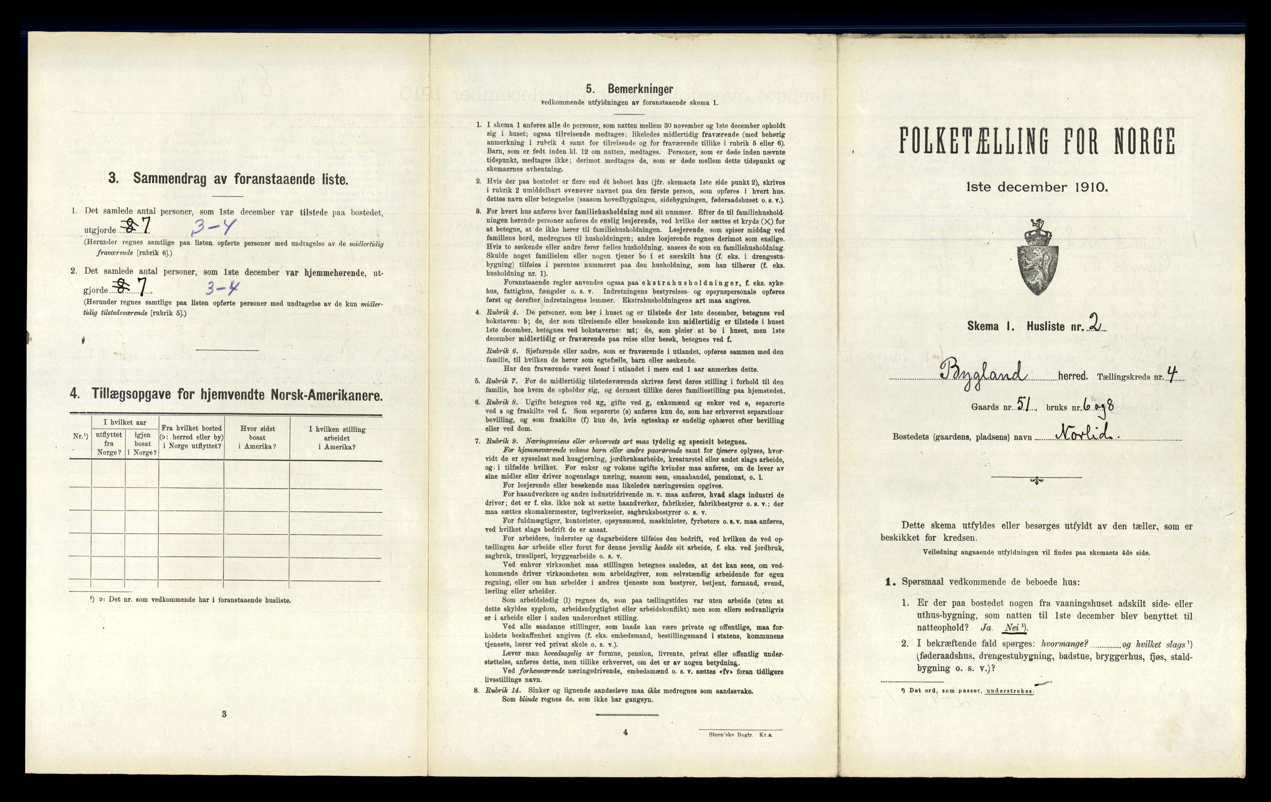 RA, Folketelling 1910 for 0938 Bygland herred, 1910, s. 245