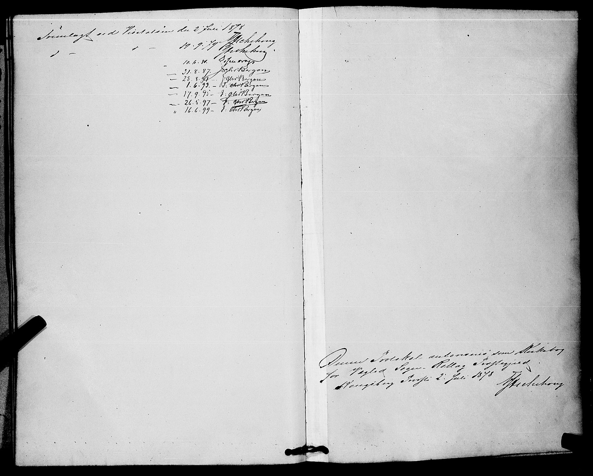 Rollag kirkebøker, AV/SAKO-A-240/G/Gb/L0002: Klokkerbok nr. II 2, 1878-1898