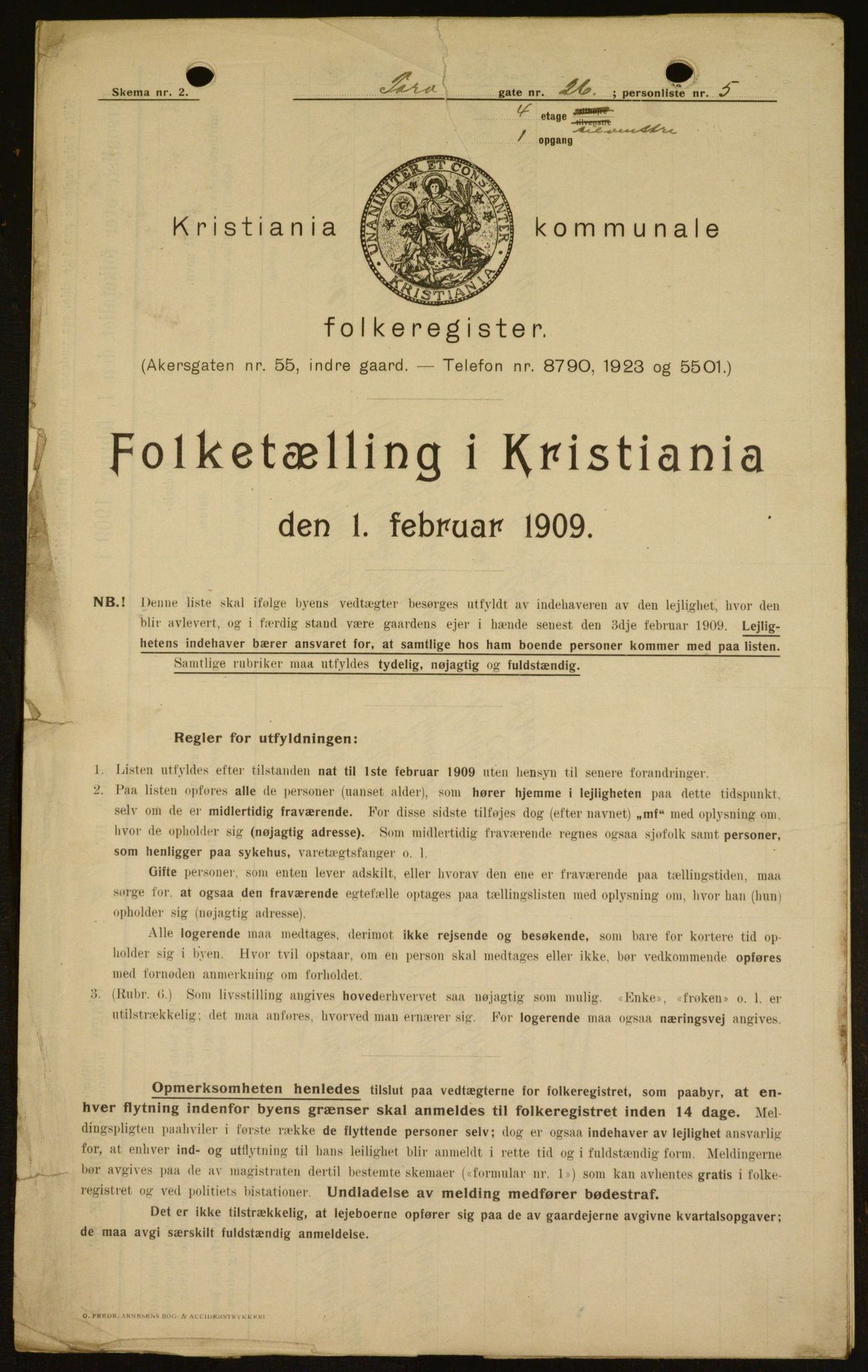 OBA, Kommunal folketelling 1.2.1909 for Kristiania kjøpstad, 1909, s. 103528