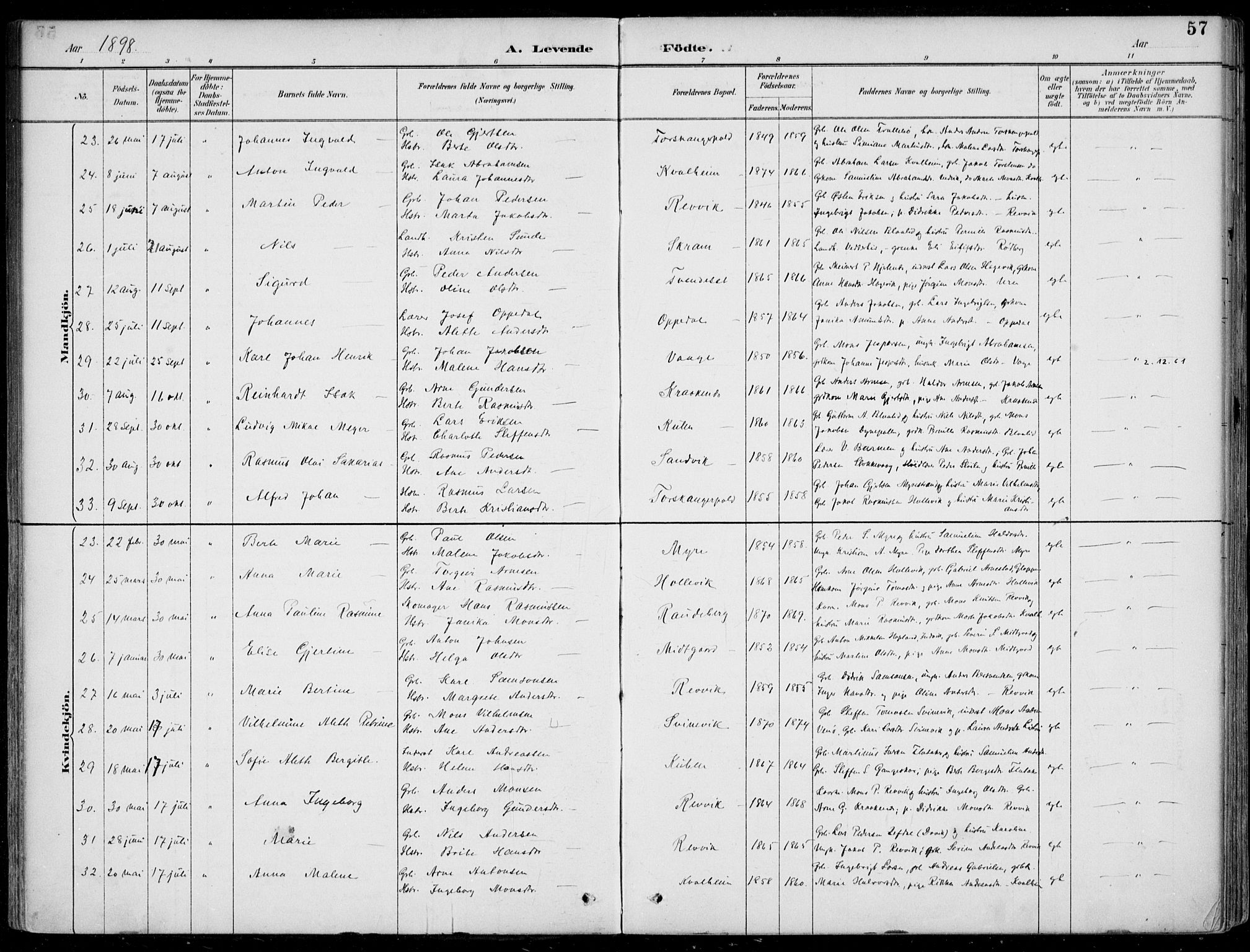 Selje sokneprestembete, AV/SAB-A-99938/H/Ha/Haa/Haac/L0002: Ministerialbok nr. C  2, 1889-1904, s. 57