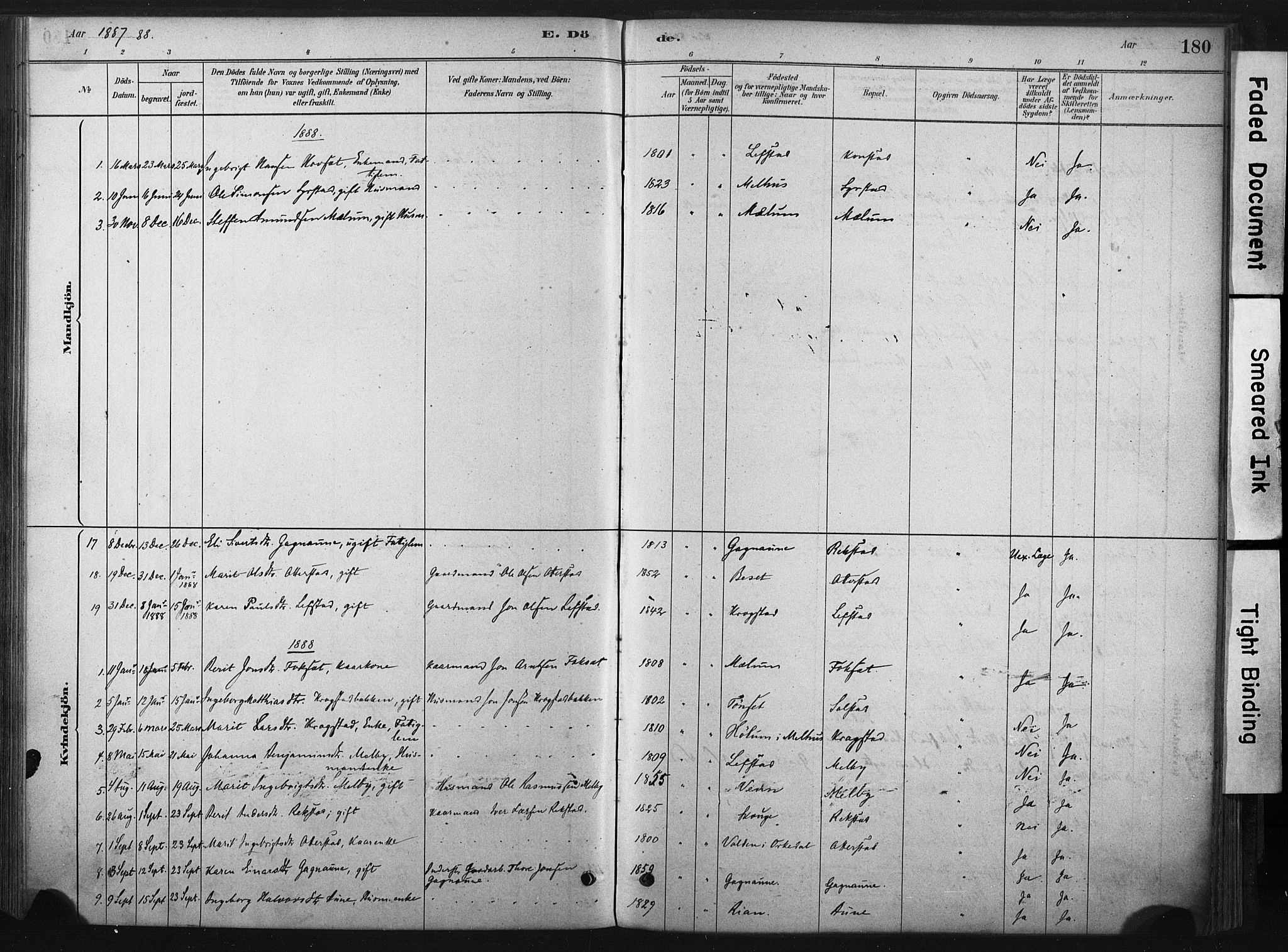 Ministerialprotokoller, klokkerbøker og fødselsregistre - Sør-Trøndelag, SAT/A-1456/667/L0795: Ministerialbok nr. 667A03, 1879-1907, s. 180