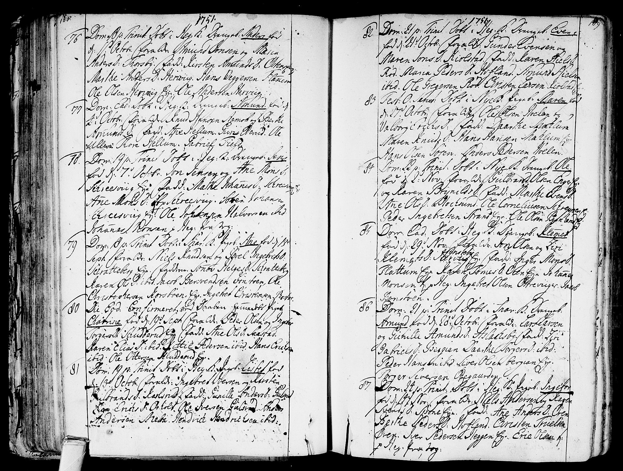 Modum kirkebøker, AV/SAKO-A-234/F/Fa/L0002: Ministerialbok nr. 2, 1741-1782, s. 168-169